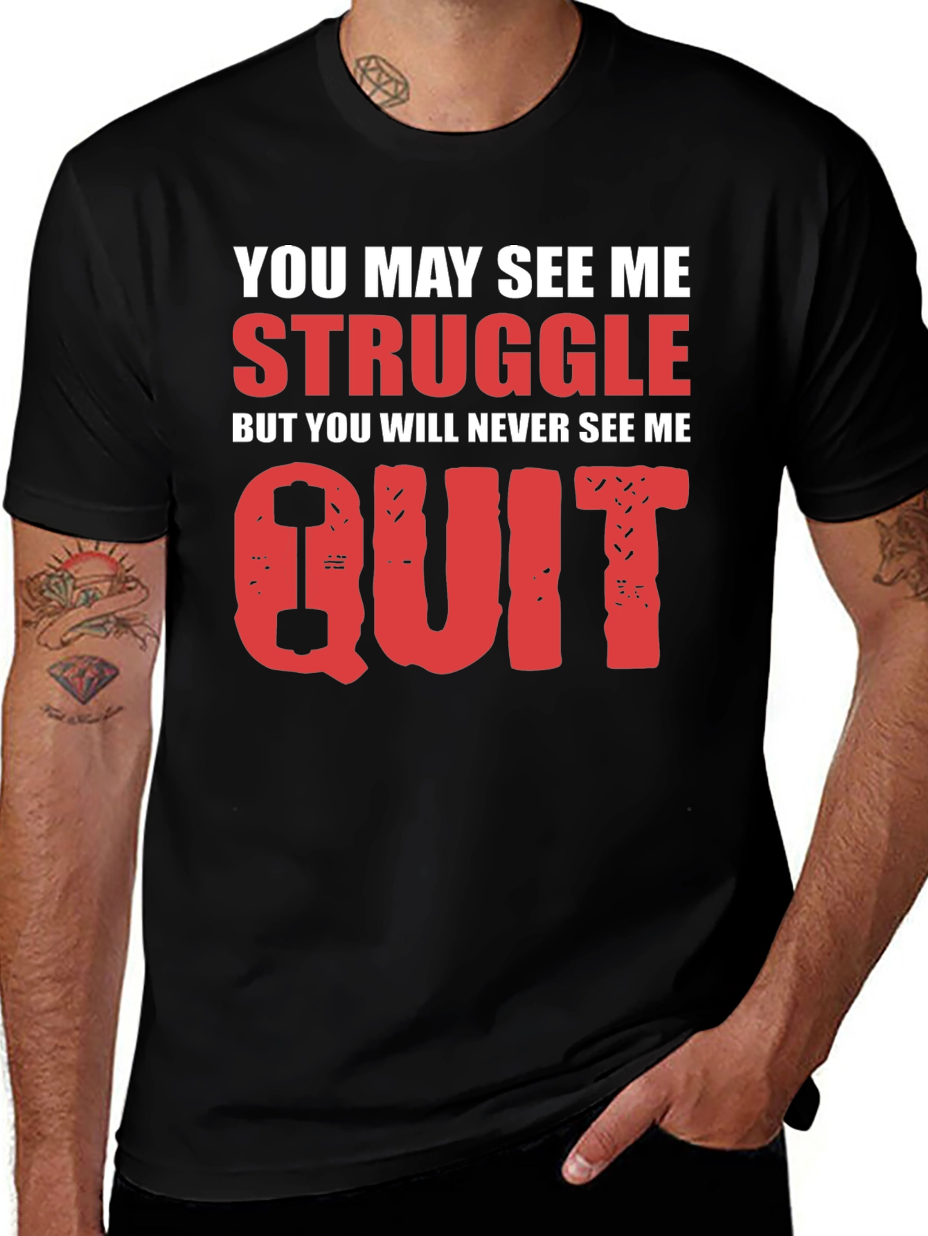 Motivational Never Quit Graphic T-Shirt