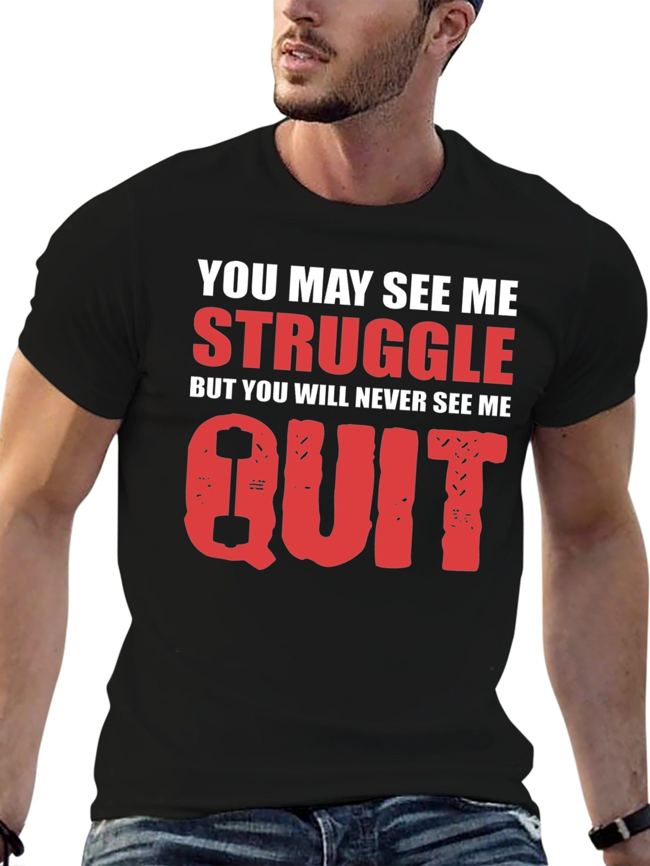 Motivational Never Quit Graphic T-Shirt