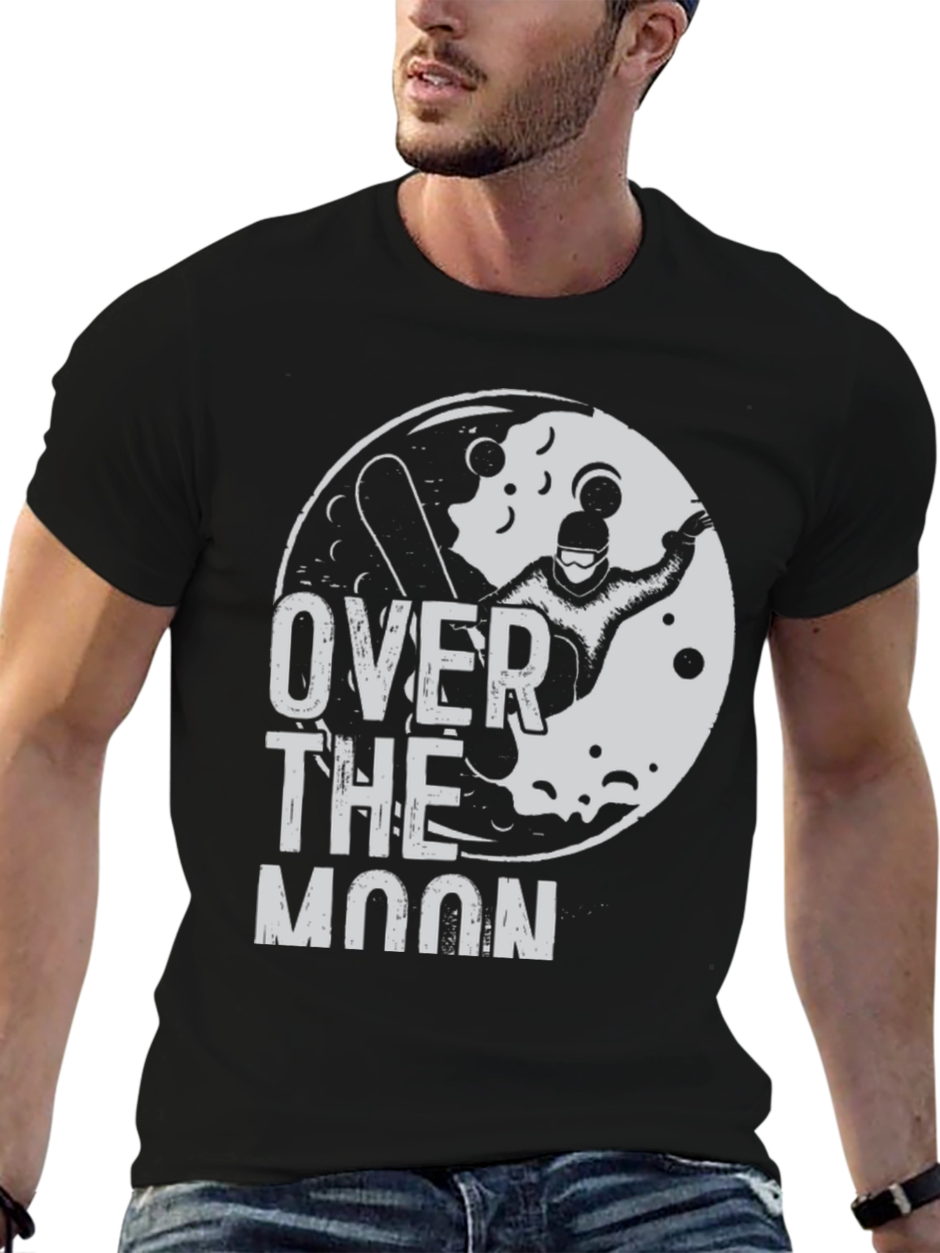 Over The Moon Graphic T-Shirt - Black Cotton Tee