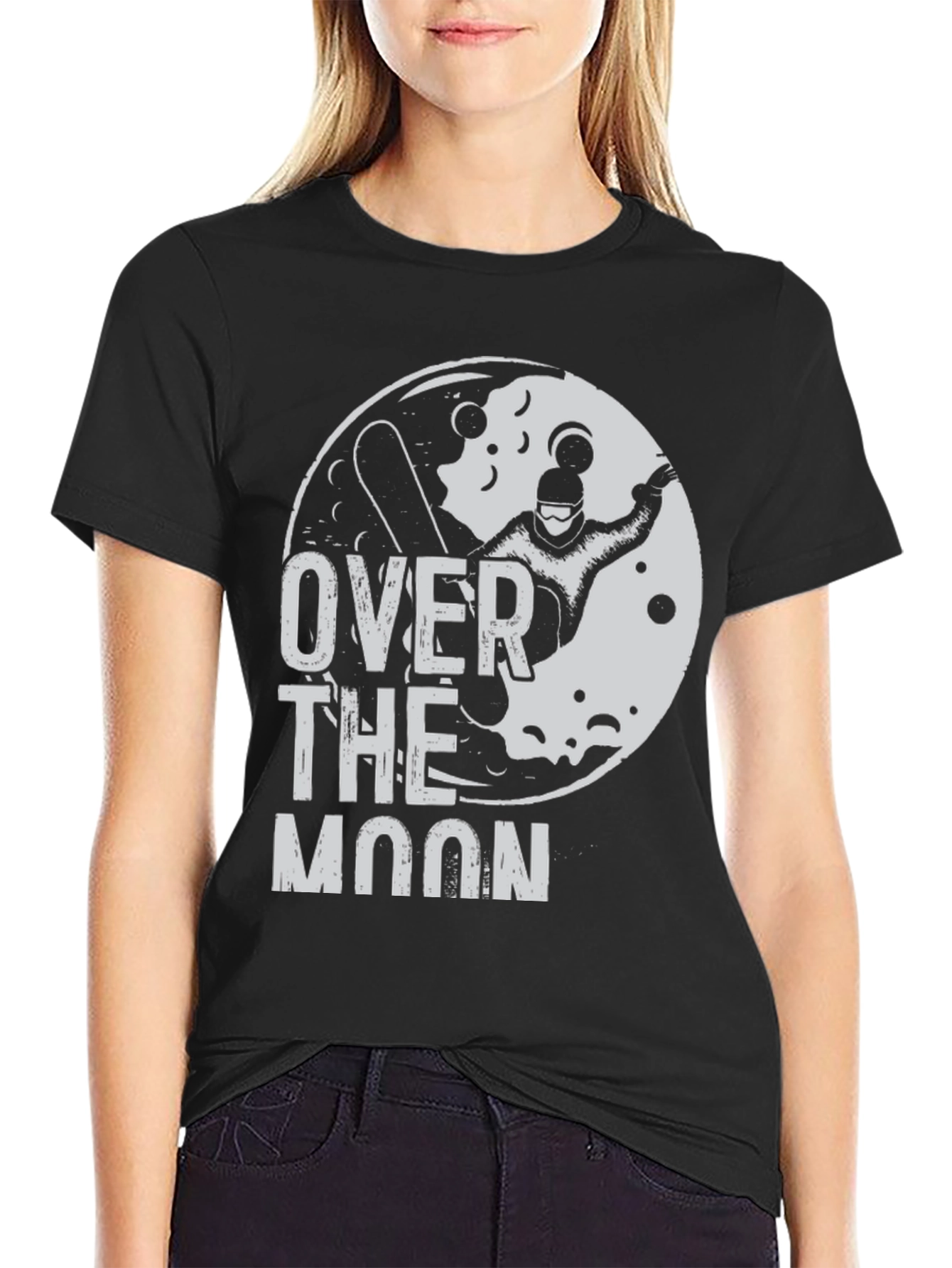 Over The Moon Graphic T-Shirt - Black Cotton Tee