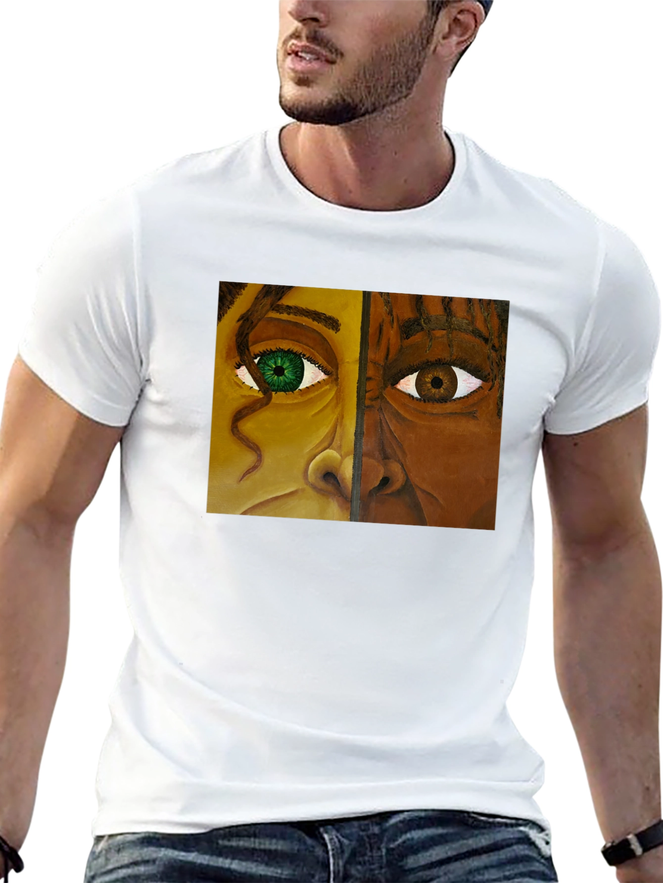 Unique Two-Faced Portrait Graphic Tee