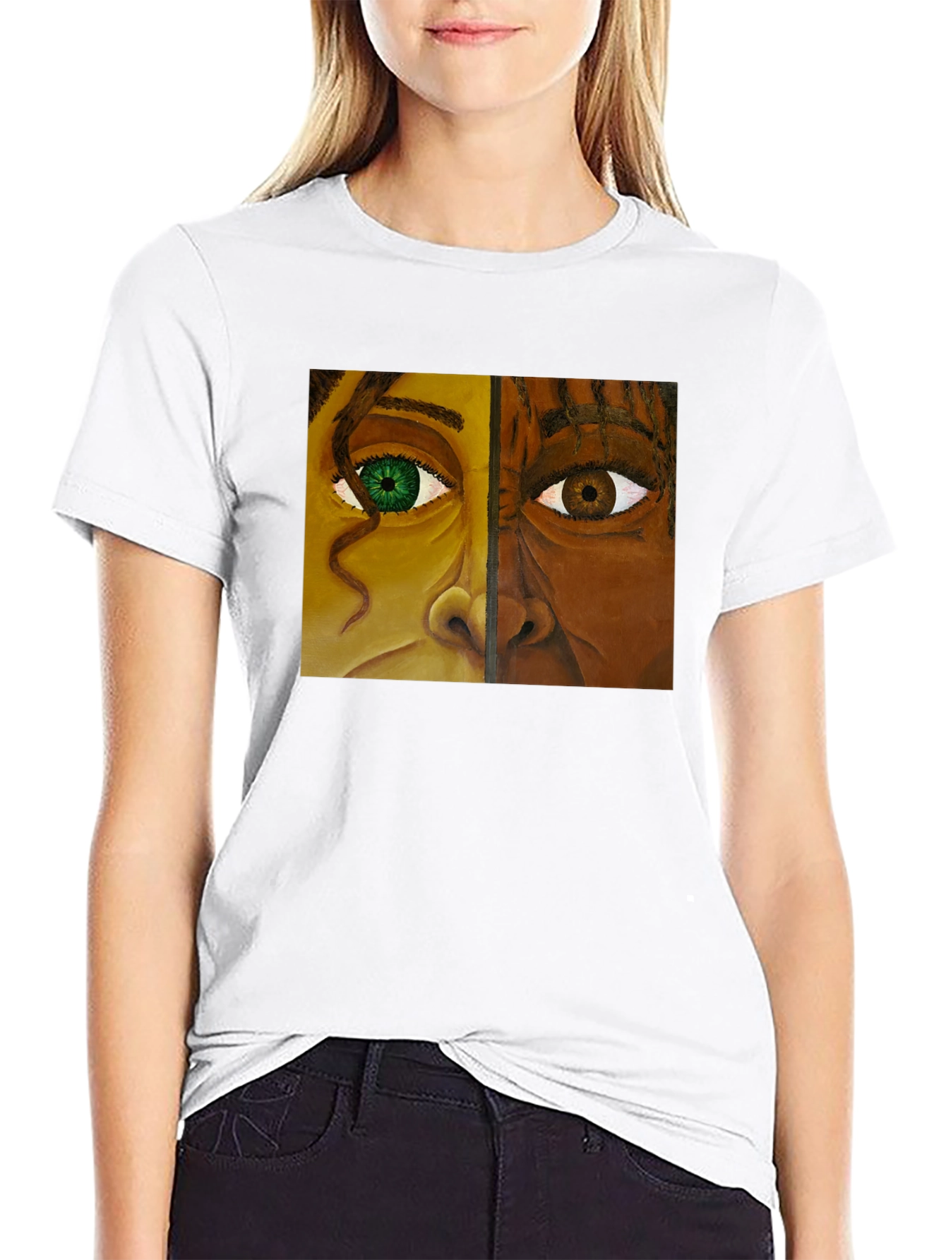 Unique Two-Faced Portrait Graphic Tee