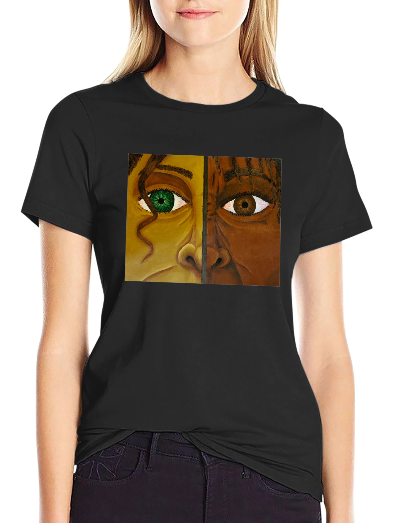 Unique Two-Faced Portrait Graphic Tee
