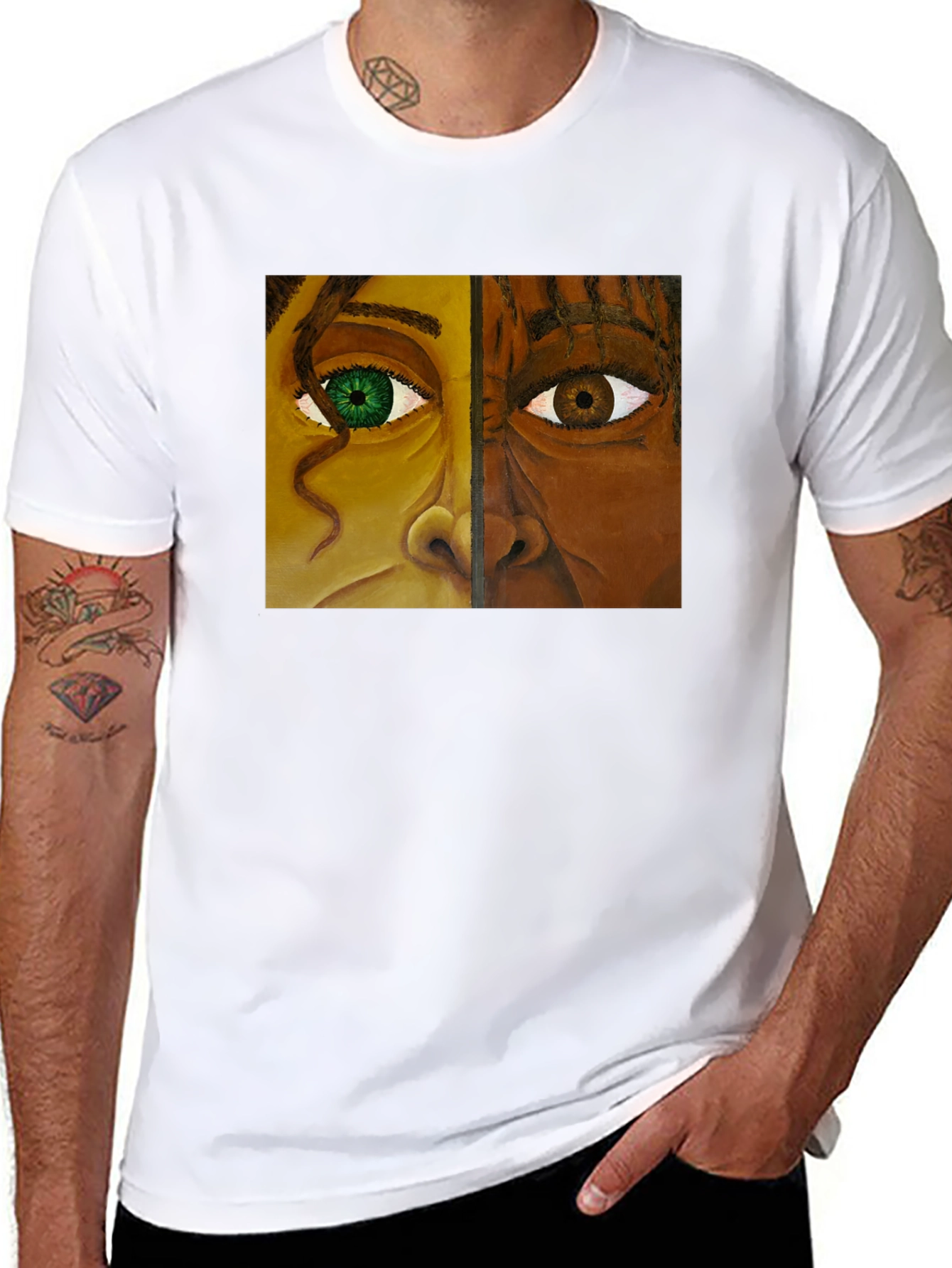 Unique Two-Faced Portrait Graphic Tee