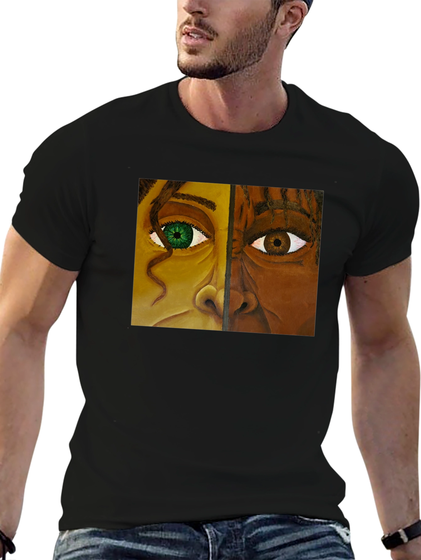Unique Two-Faced Portrait Graphic Tee