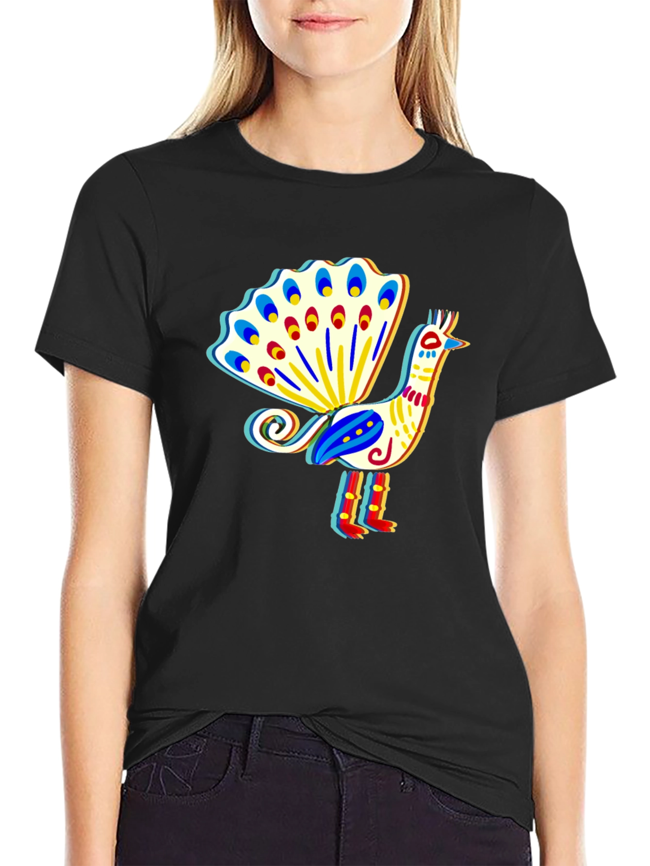 Peacock Graphic T-Shirt - Stylish Bird Design
