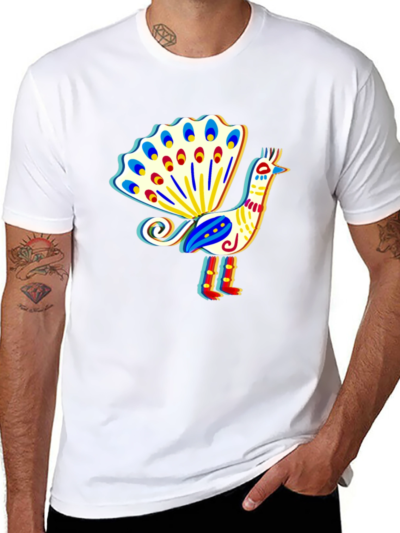 Peacock Graphic T-Shirt - Stylish Bird Design