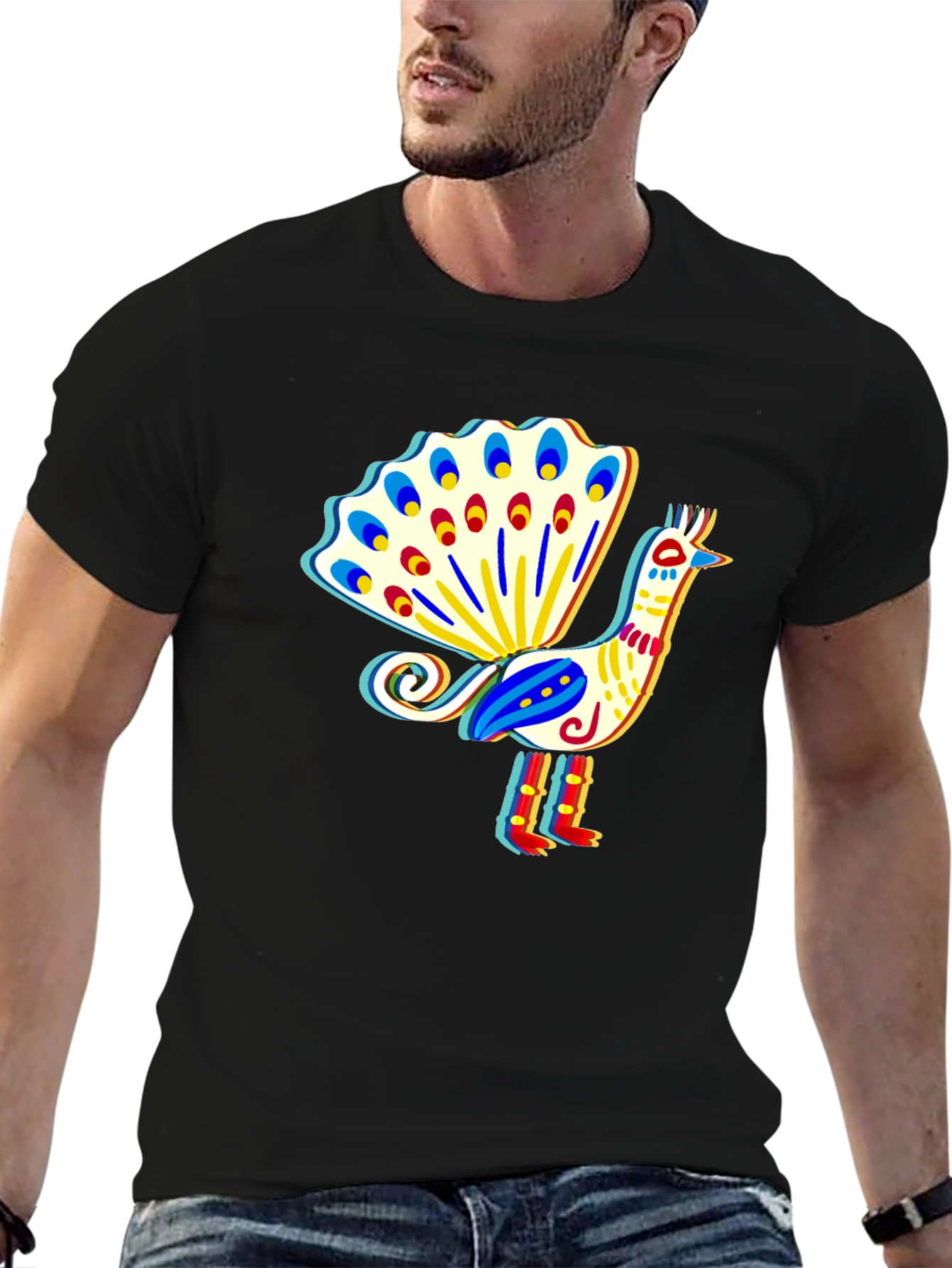 Peacock Graphic T-Shirt - Stylish Bird Design