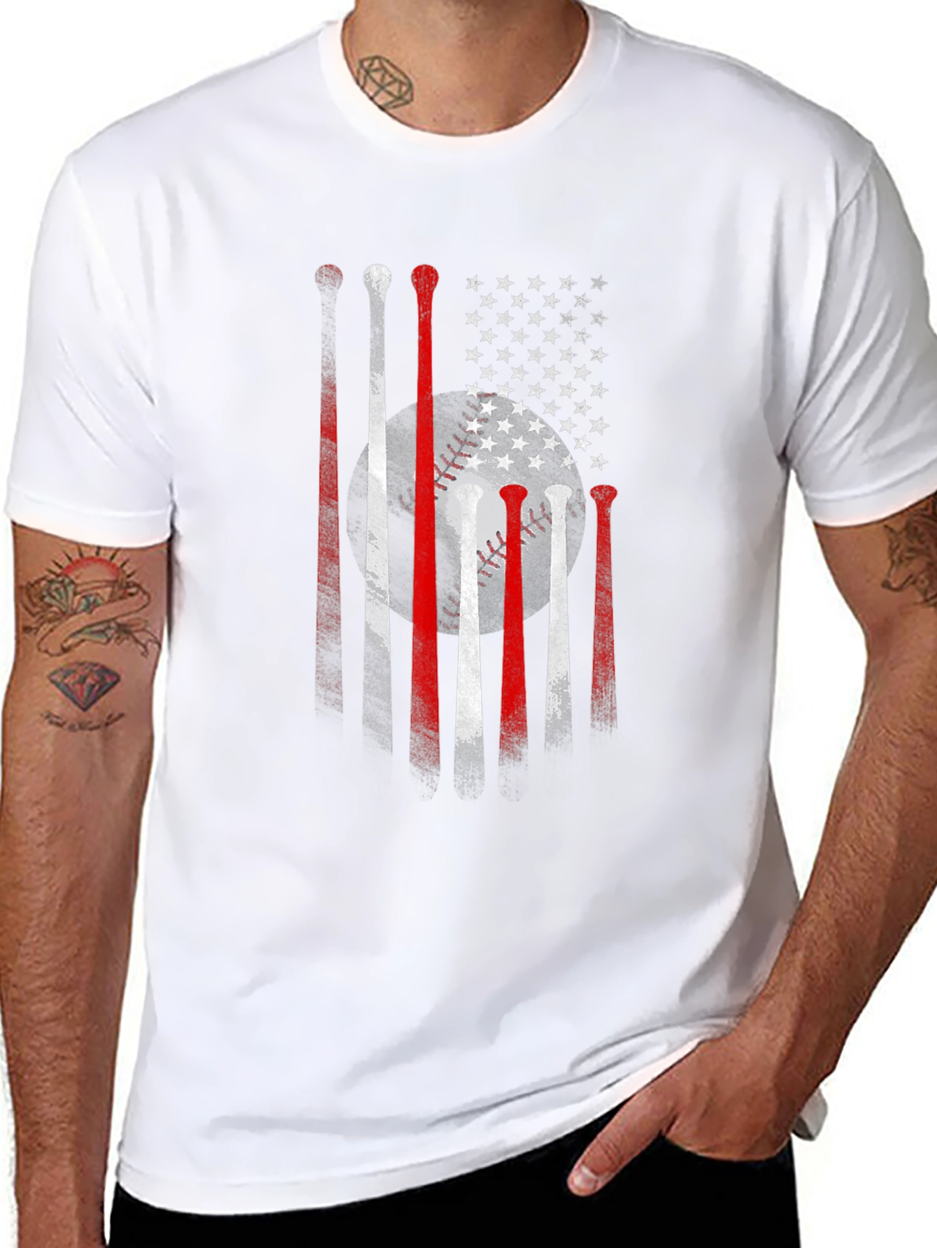 Baseball USA Flag Graphic Tee