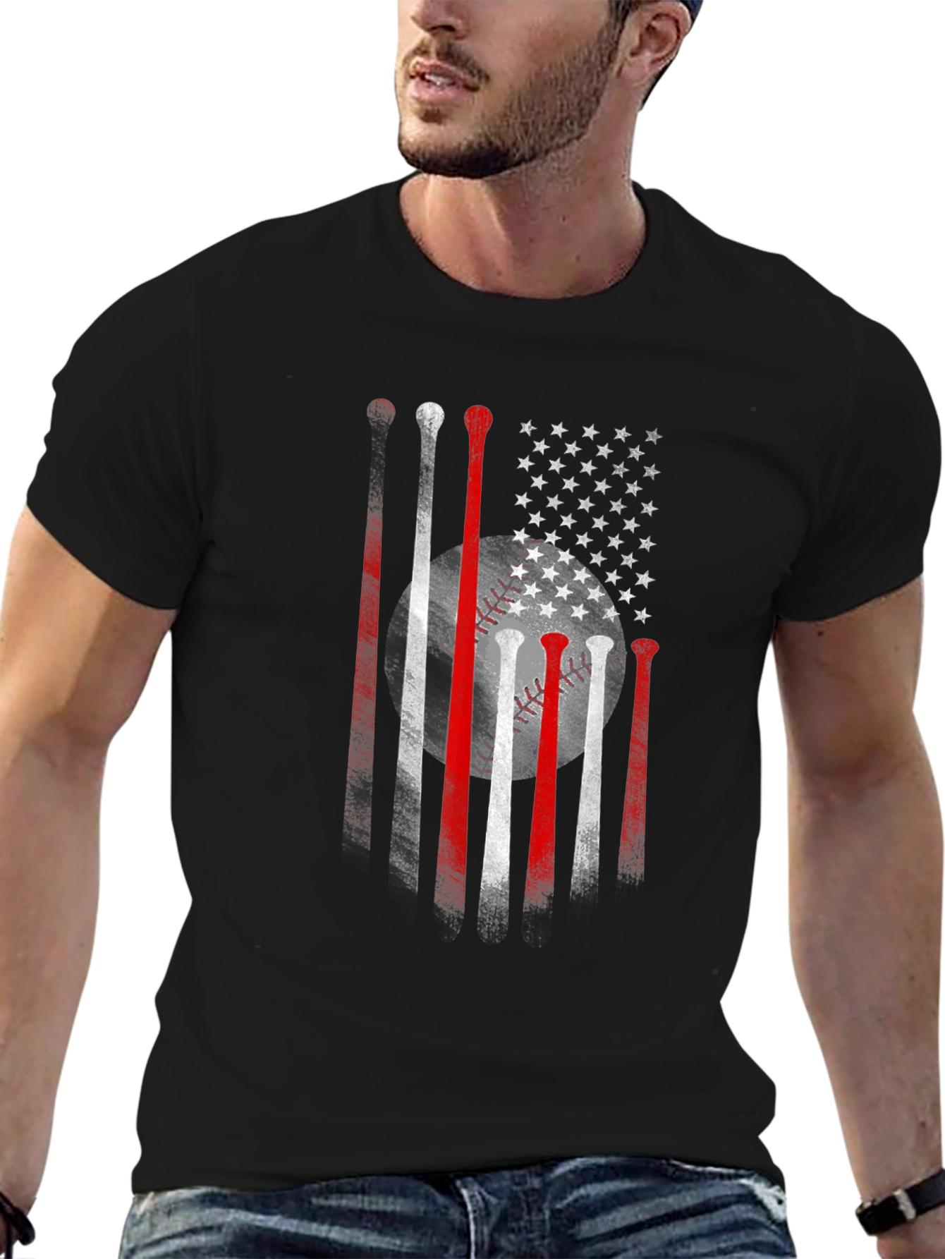 Baseball USA Flag Graphic Tee