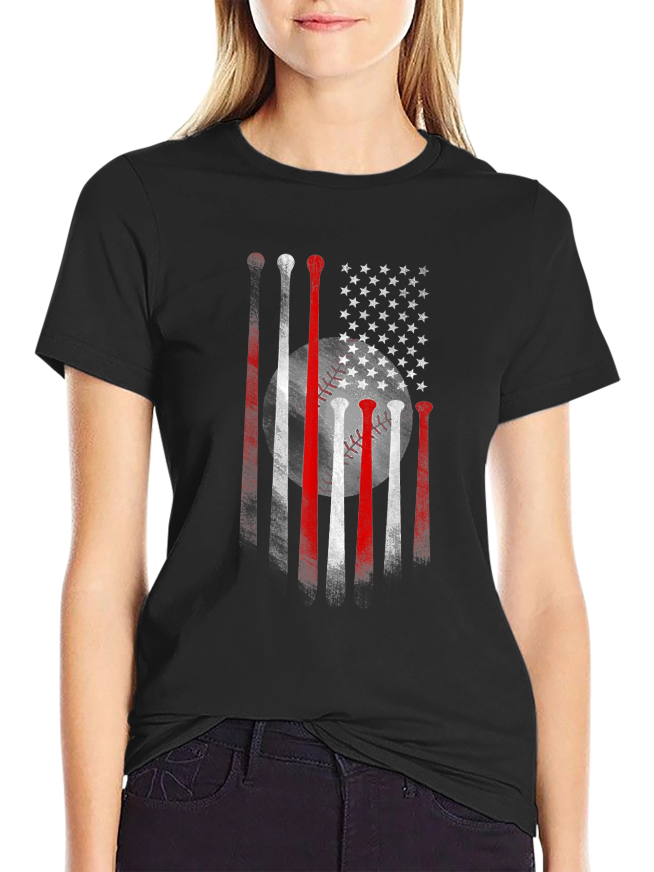 Baseball USA Flag Graphic Tee