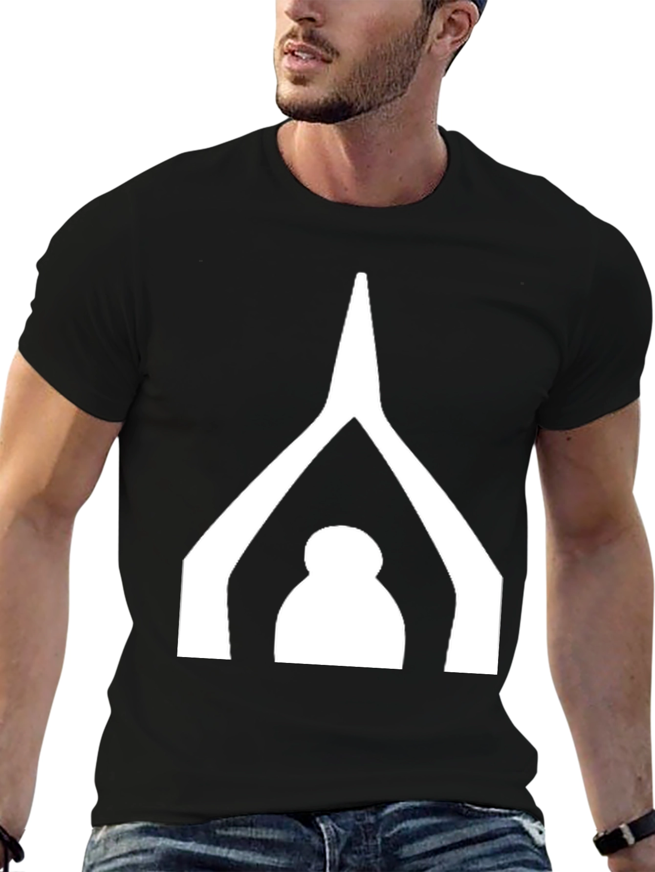 Minimalist Black T-Shirt with White Graphic Design