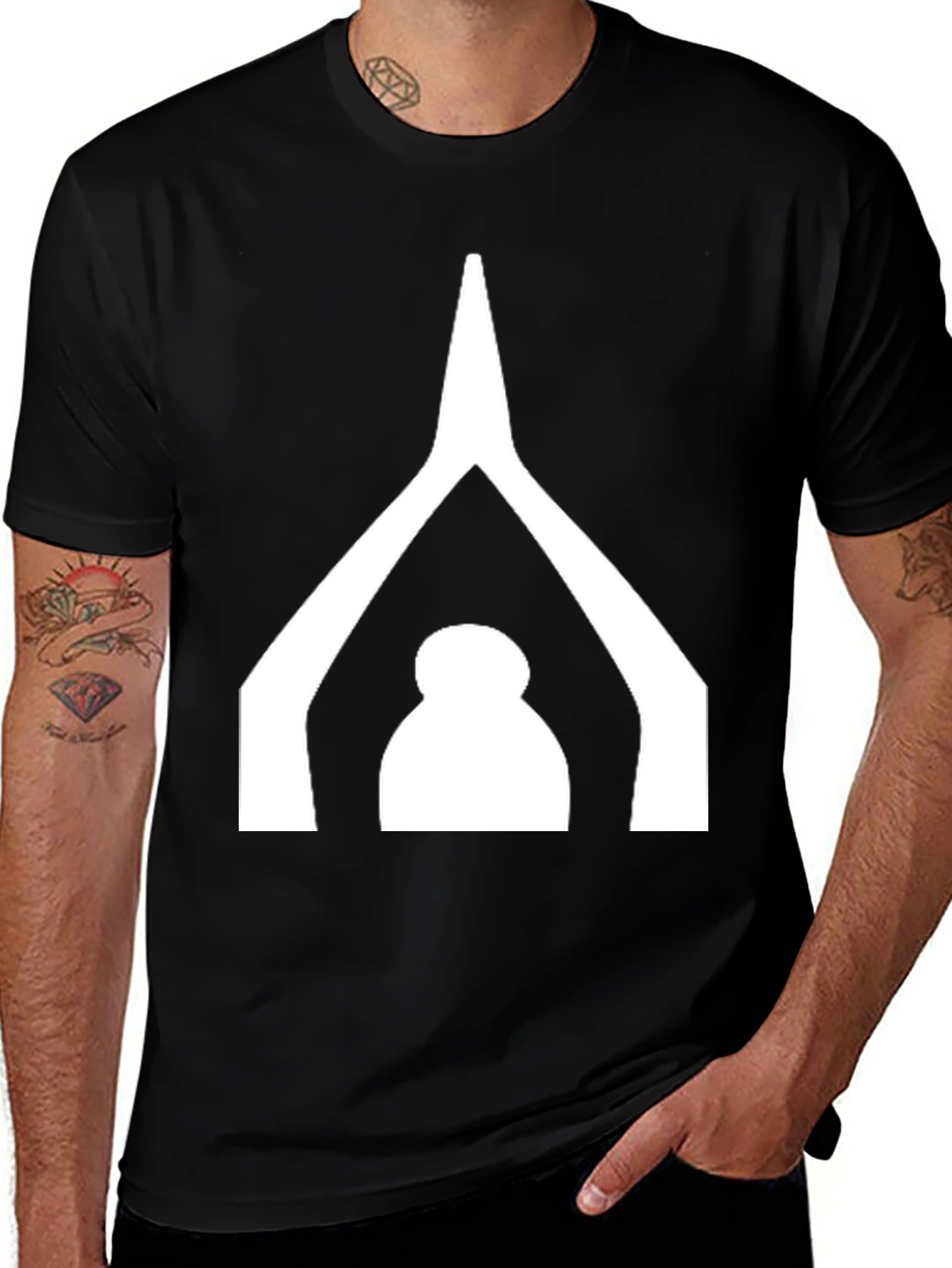 Minimalist Black T-Shirt with White Graphic Design