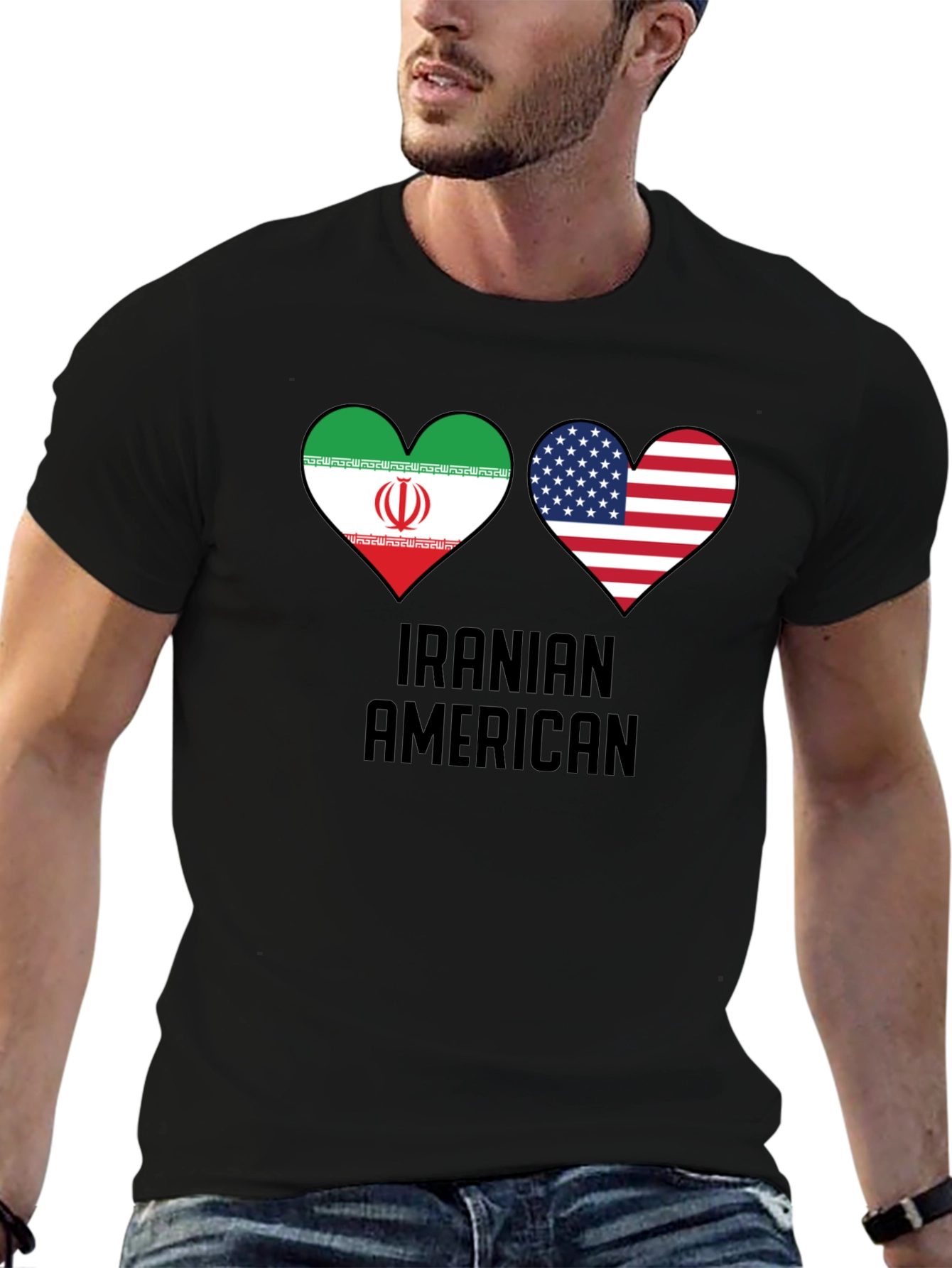 Iranian American Flag Heart T-Shirt