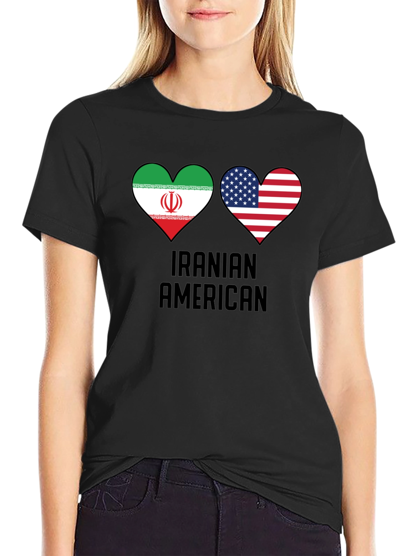 Iranian American Flag Heart T-Shirt