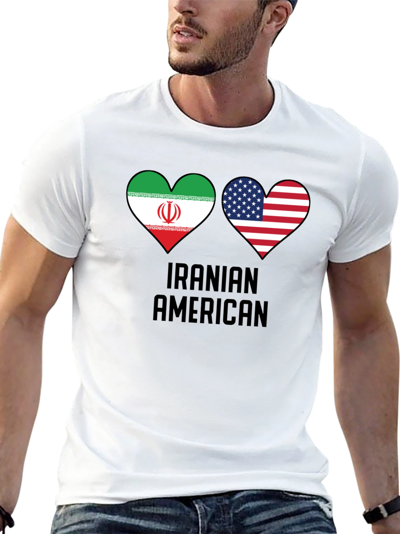 Iranian American Flag Heart T-Shirt