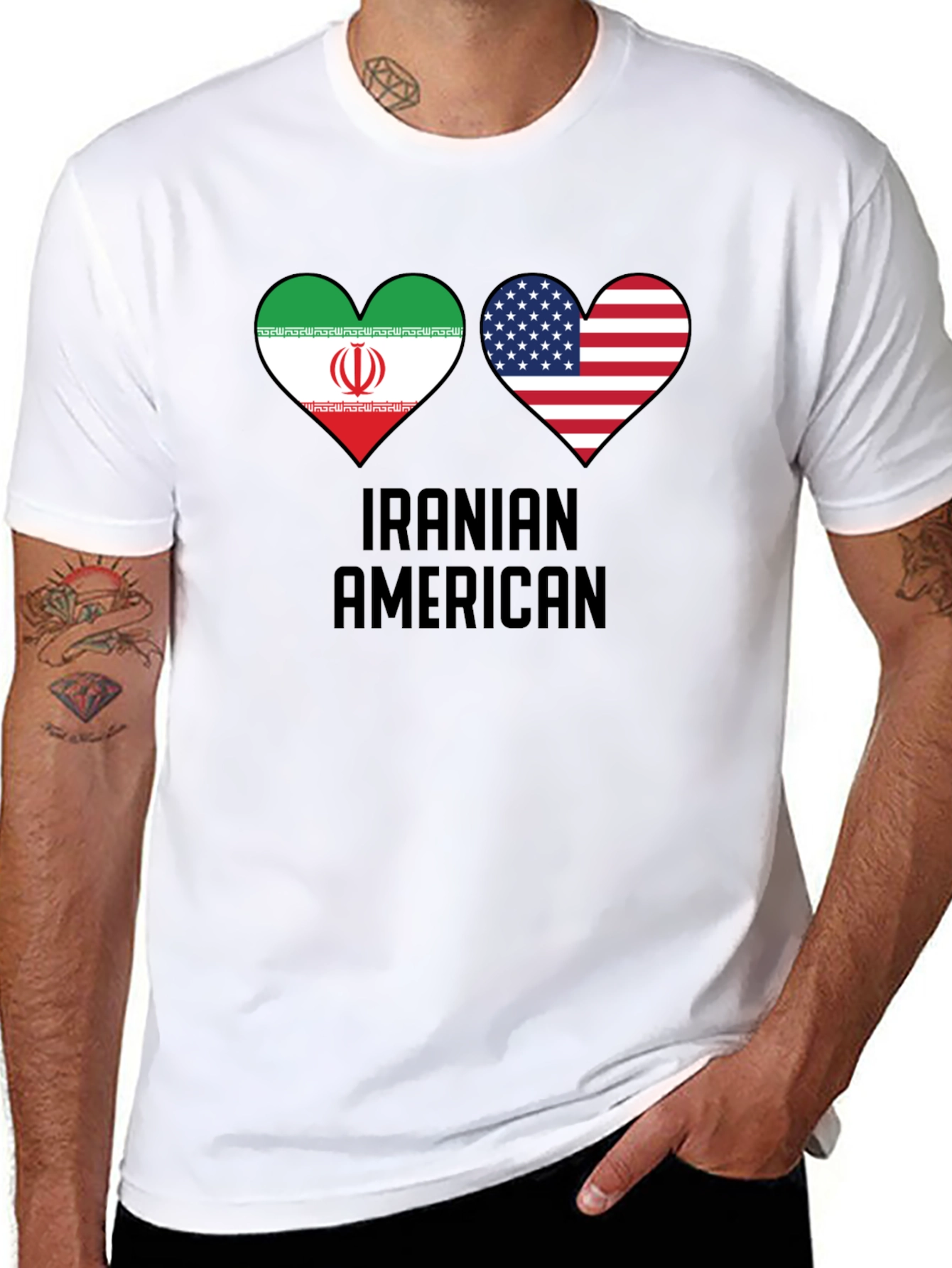 Iranian American Flag Heart T-Shirt