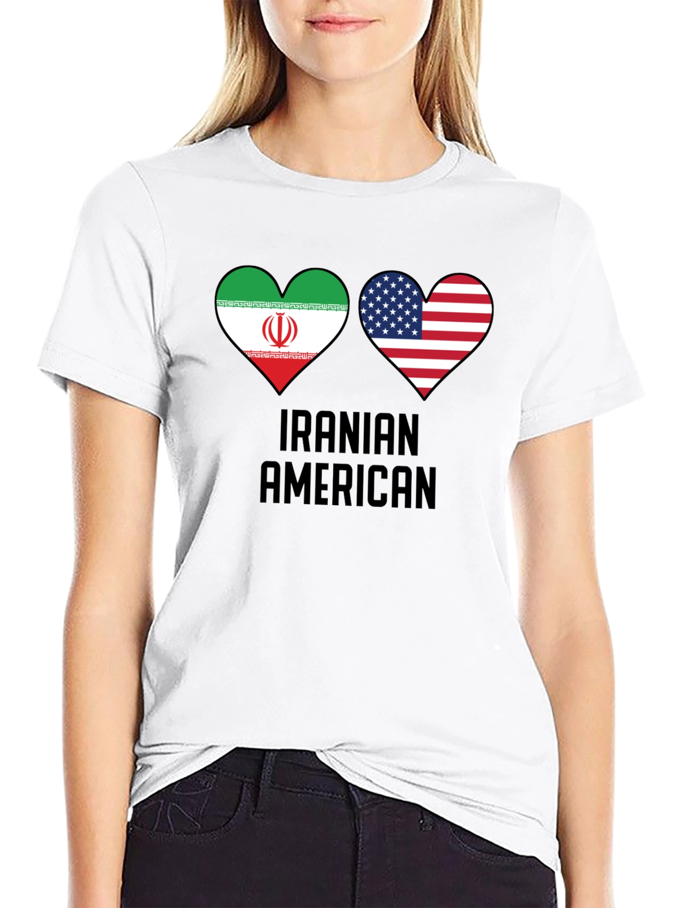 Iranian American Flag Heart T-Shirt