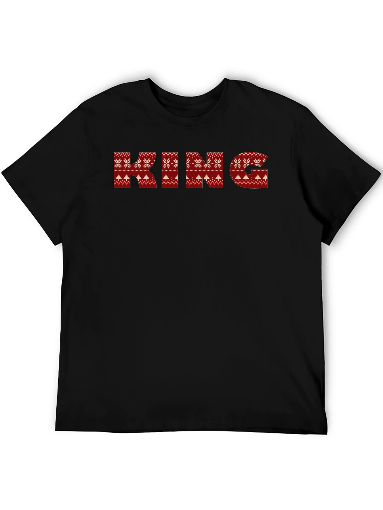 King Christmas Sweater Pattern Black T-Shirt
