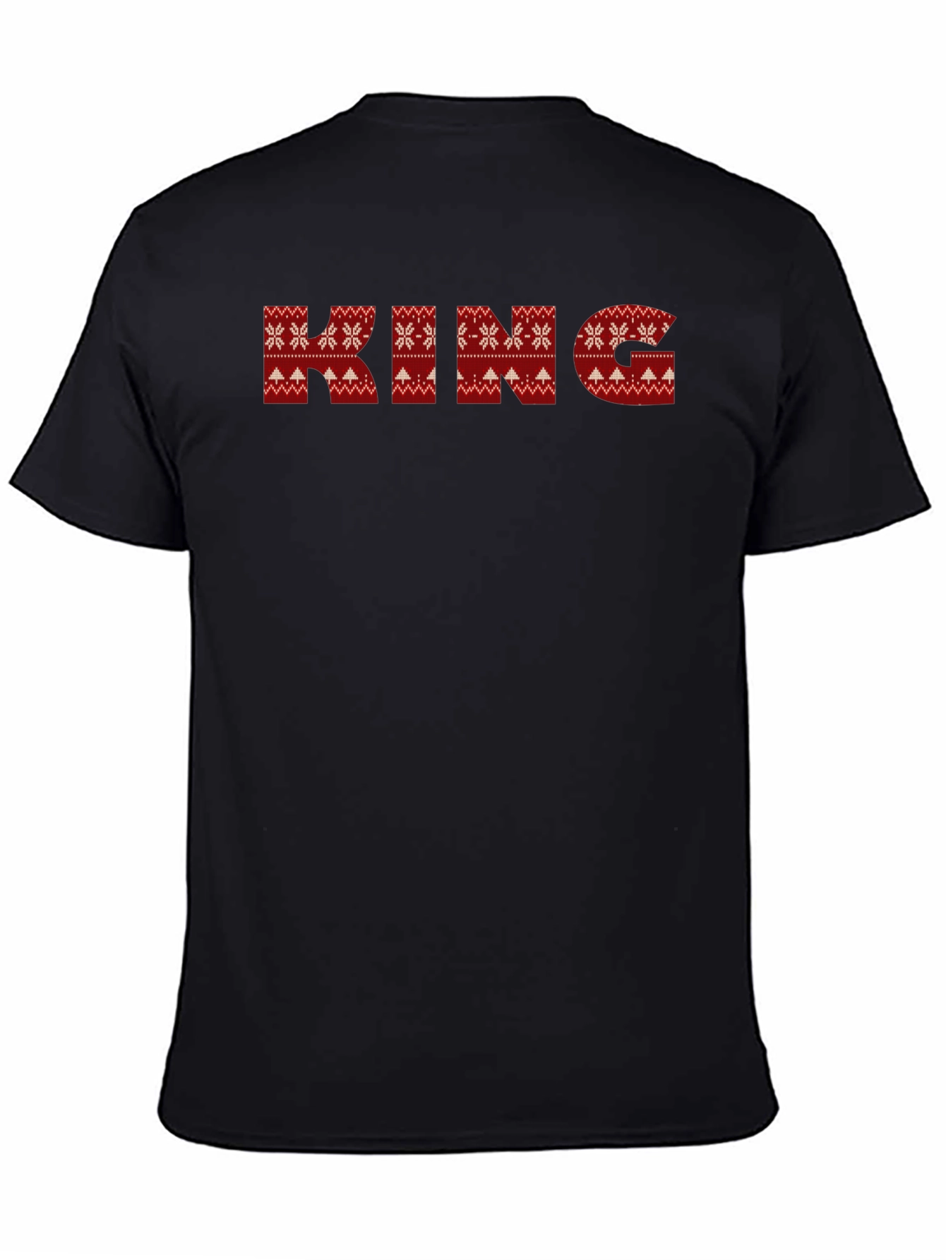 King Christmas Sweater Pattern Black T-Shirt