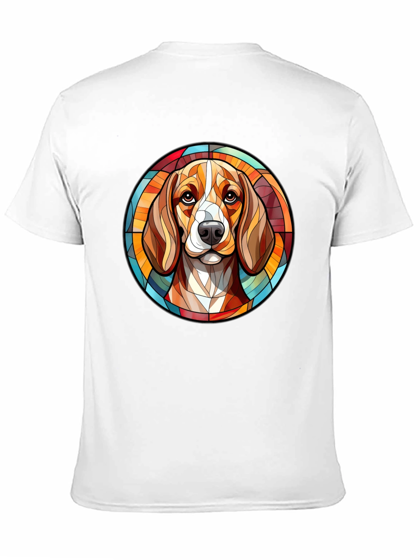 Stained Glass Dog Portrait Black T-Shirt