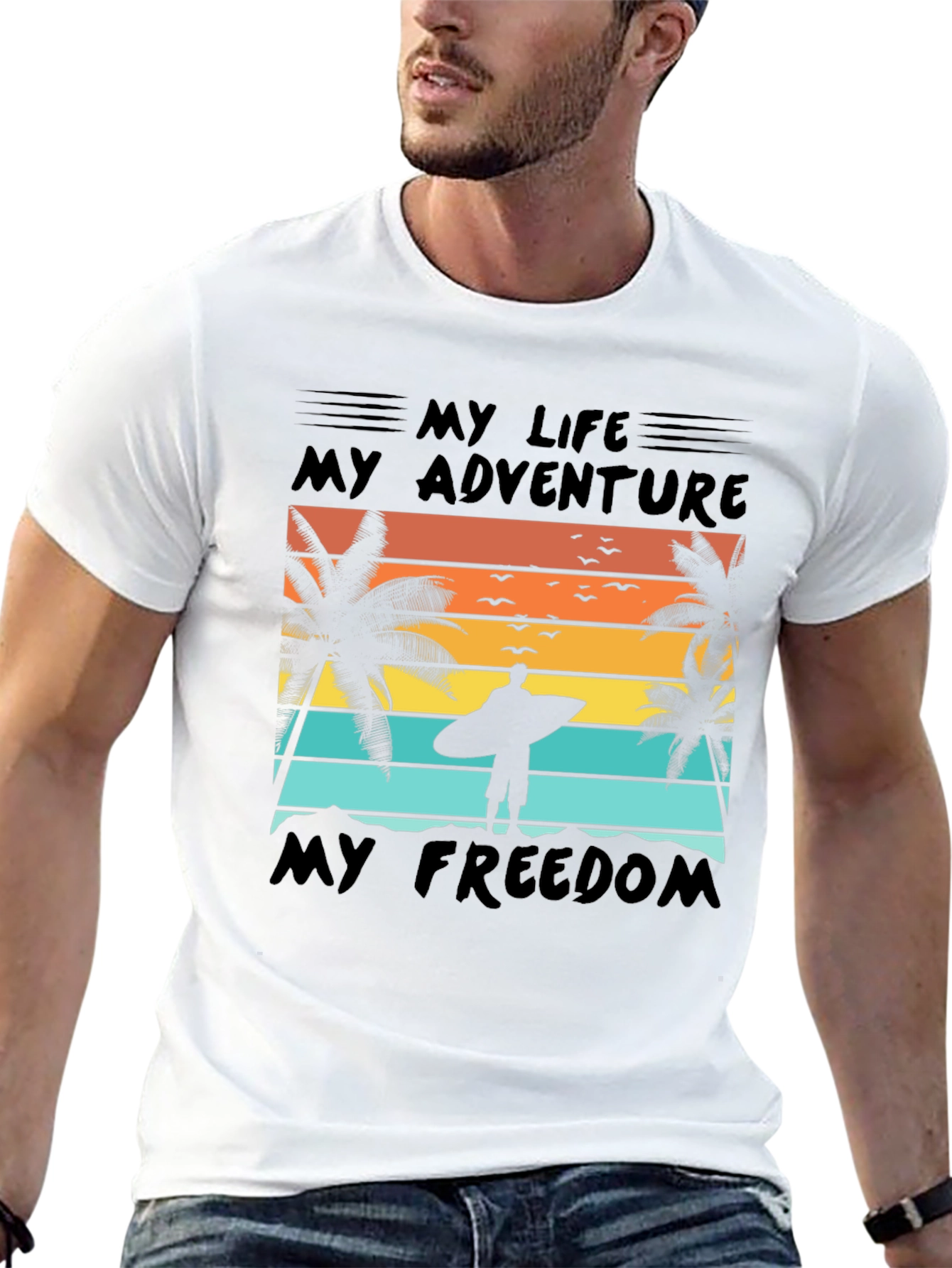 My Life Adventure T-Shirt - Surfer Beach Design
