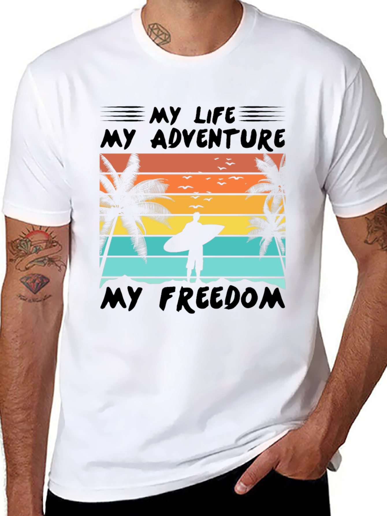My Life Adventure T-Shirt - Surfer Beach Design