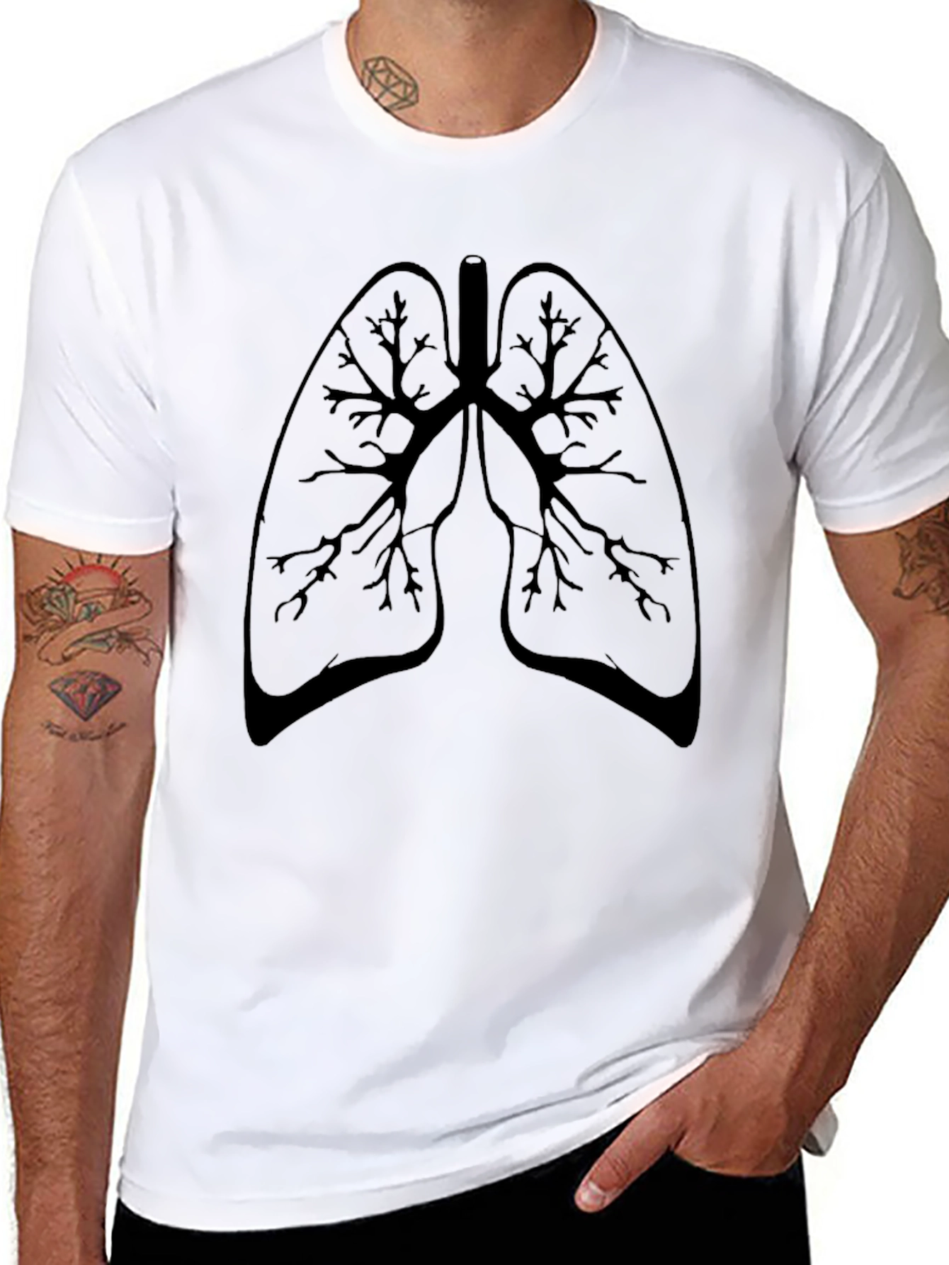 Anatomical Lungs Graphic Tee - Black Cotton T-Shirt