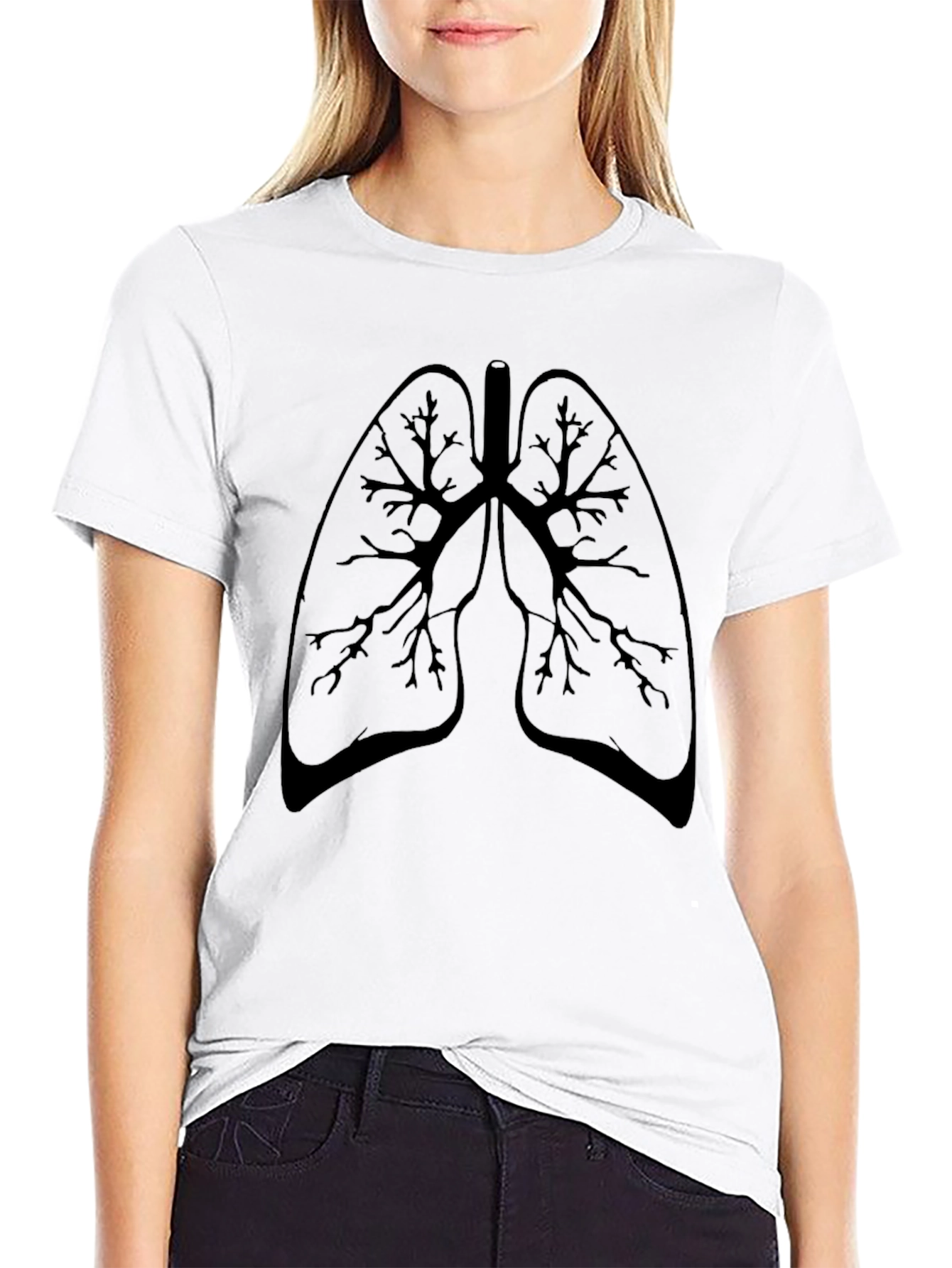 Anatomical Lungs Graphic Tee - Black Cotton T-Shirt