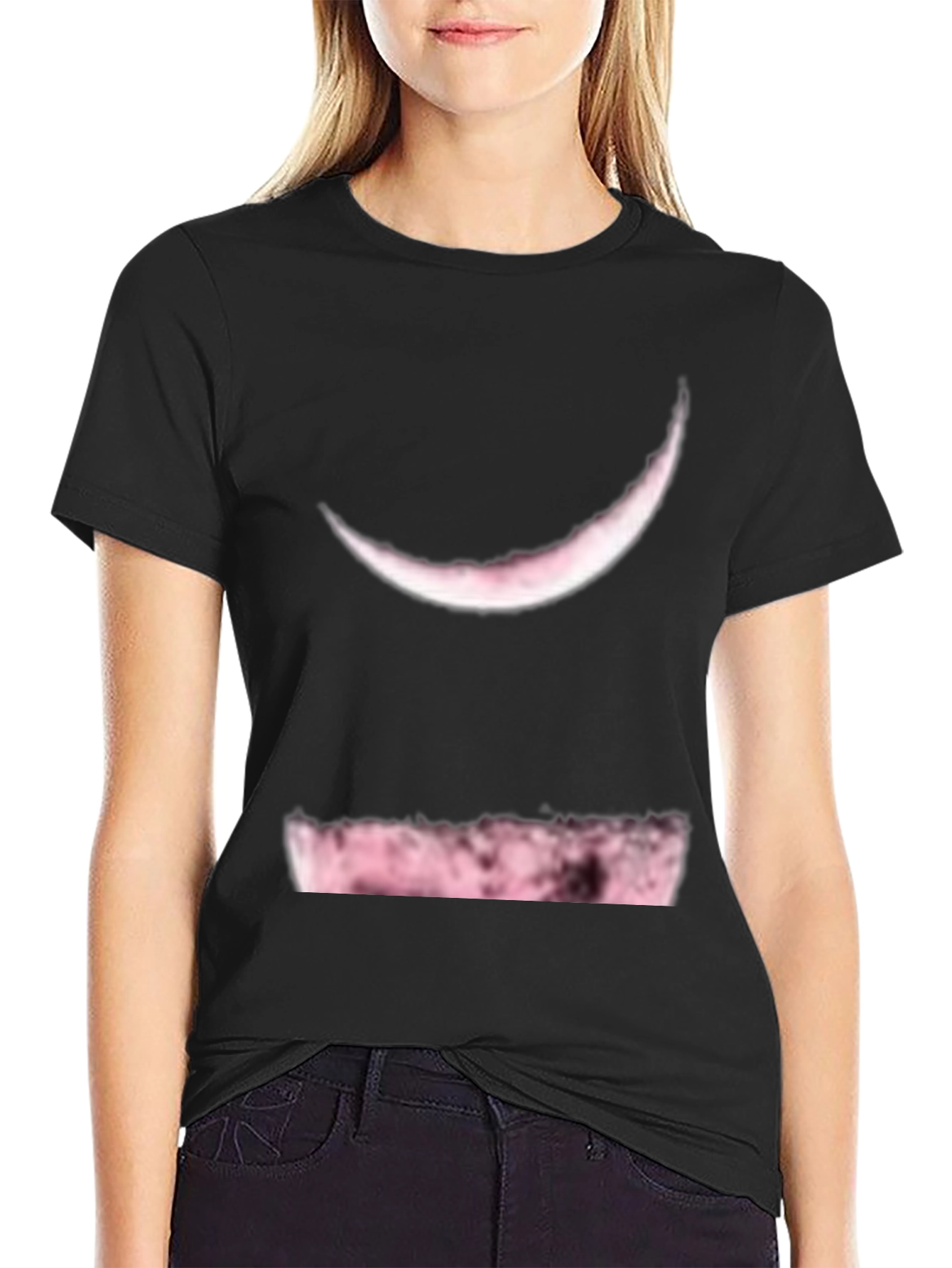 Moon Phase Graphic Tee - Soft Black Cotton Blend