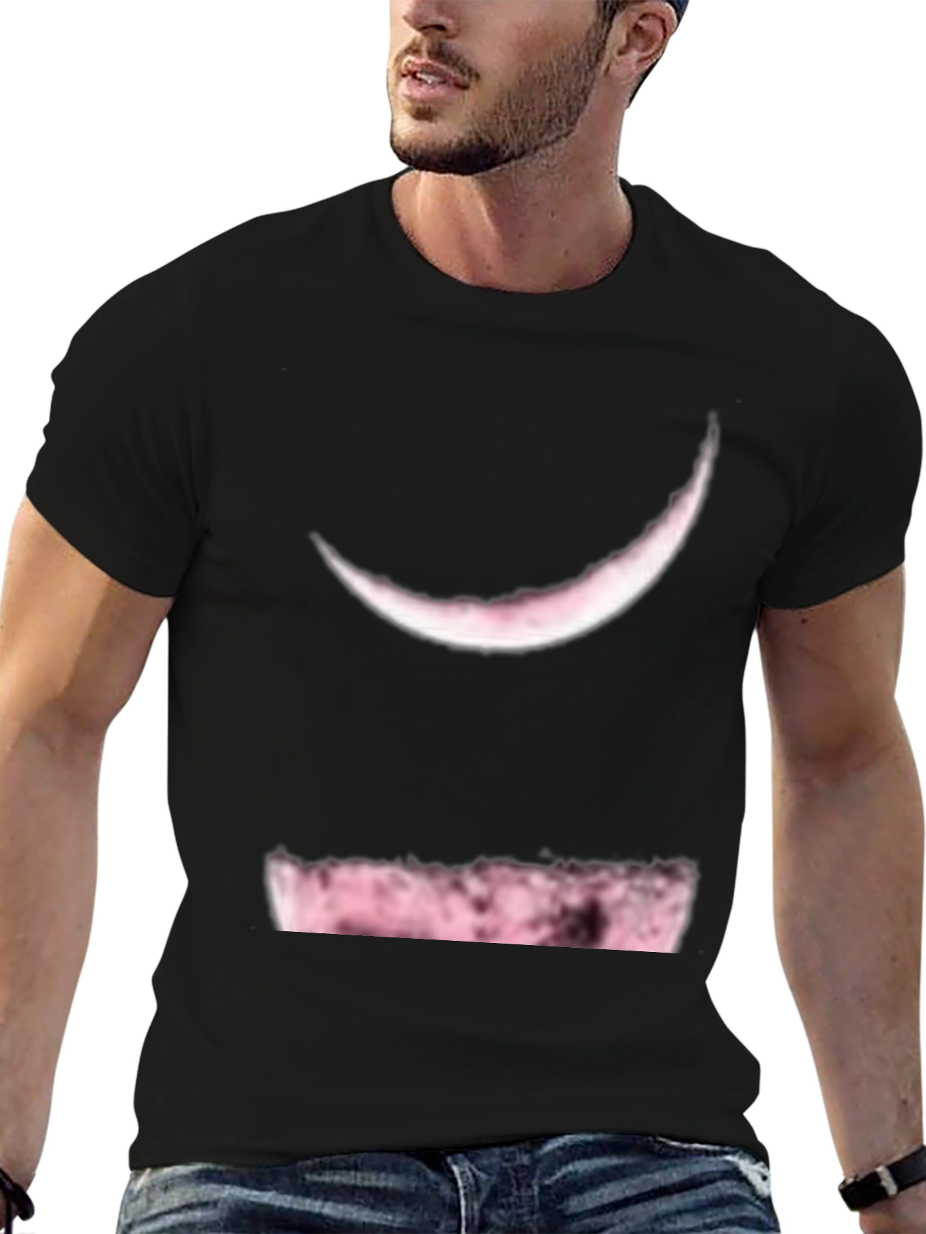 Moon Phase Graphic Tee - Soft Black Cotton Blend