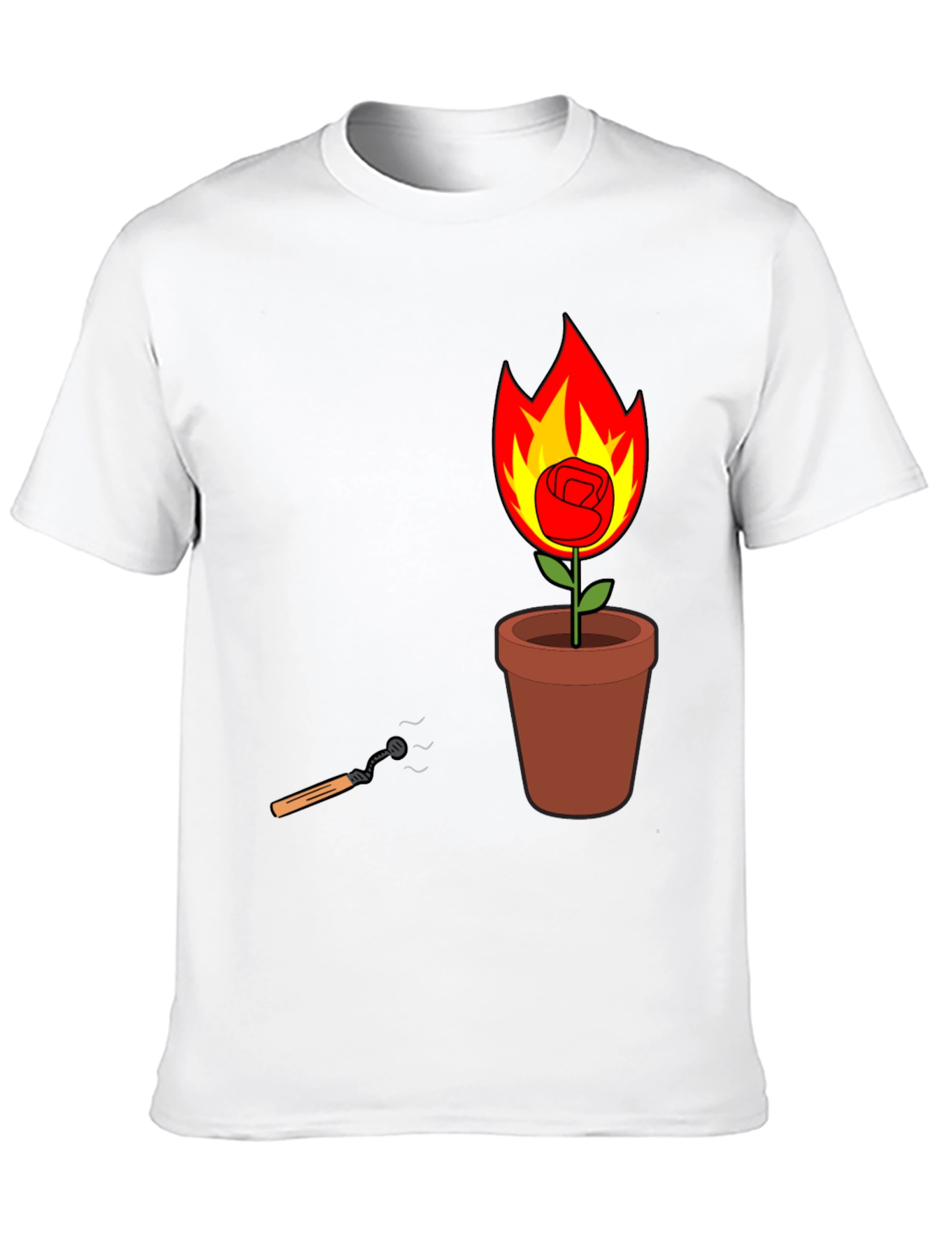 Flaming Rose in Pot Graphic Tee