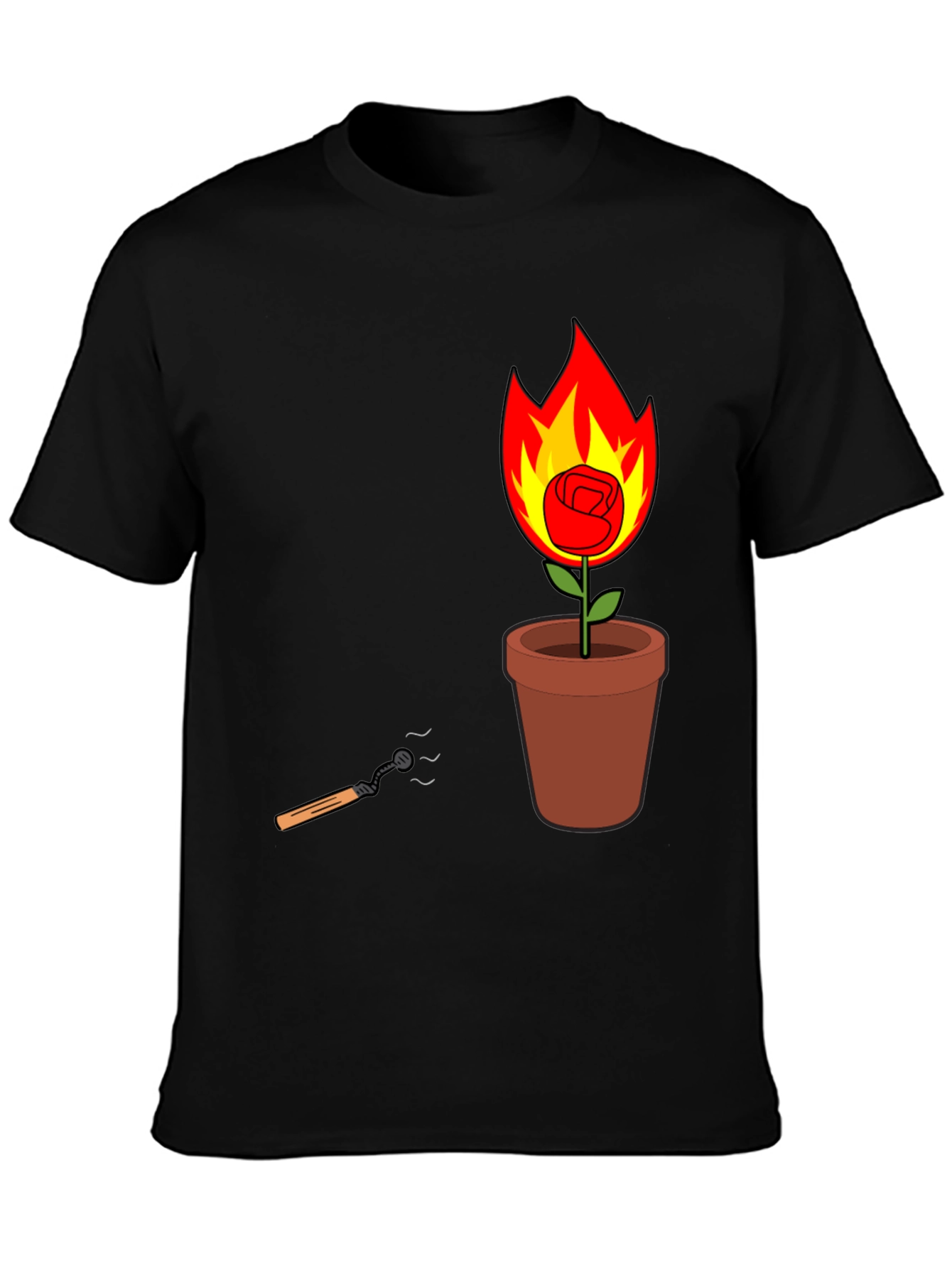 Flaming Rose in Pot Graphic Tee