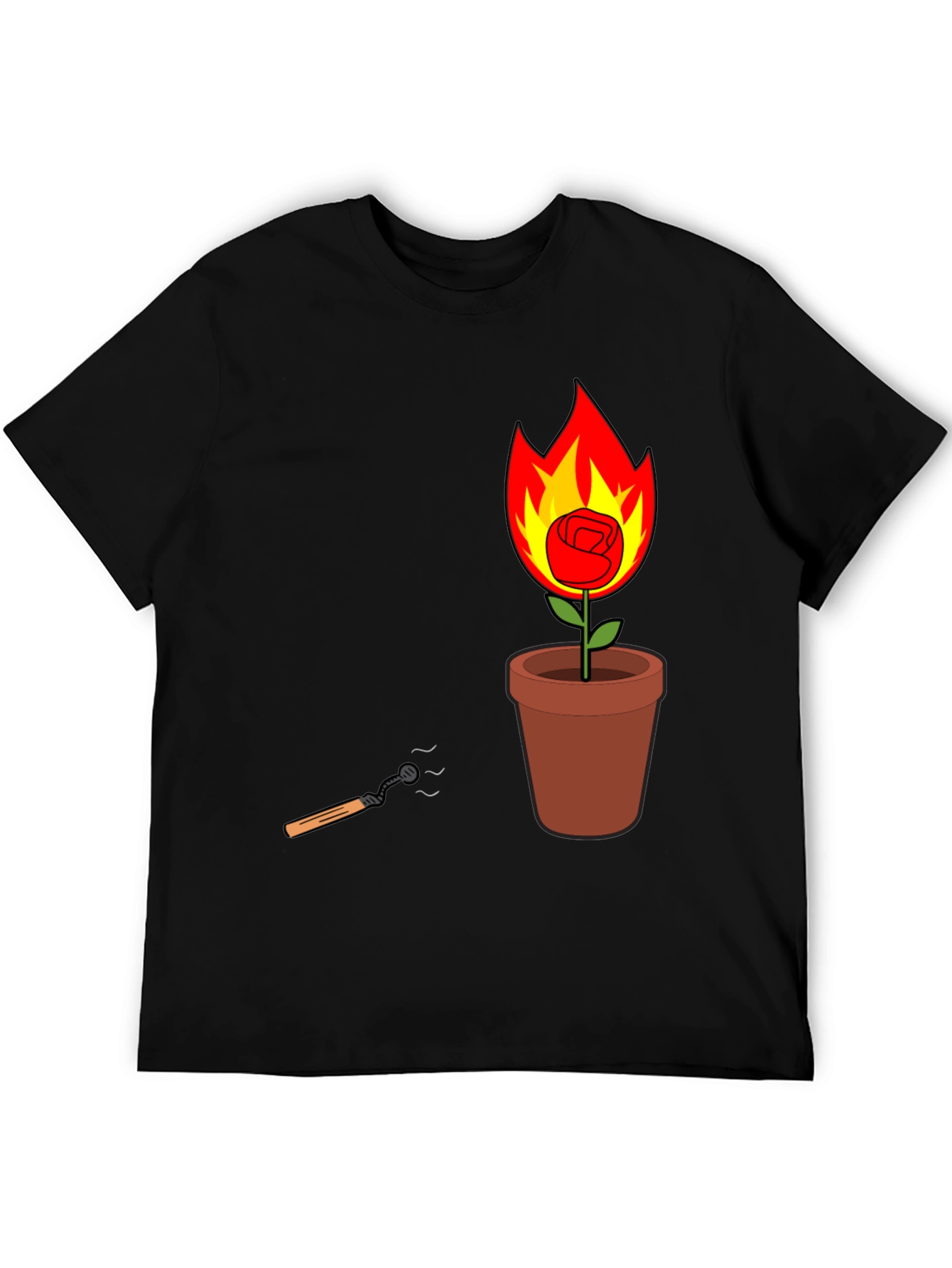 Flaming Rose in Pot Graphic Tee