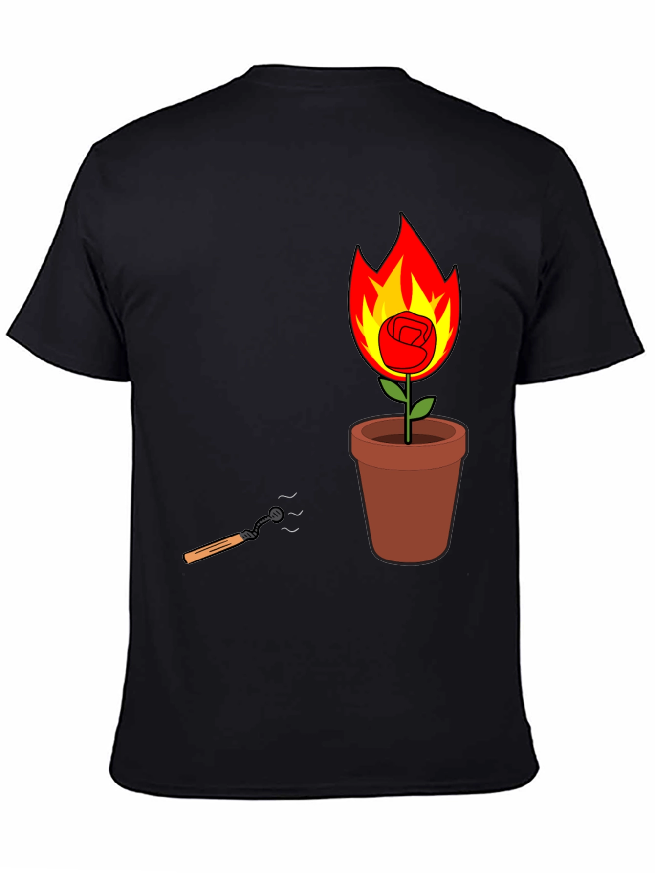 Flaming Rose in Pot Graphic Tee