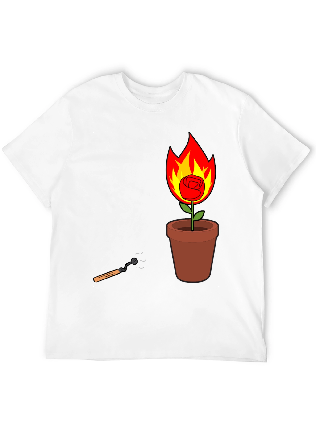 Flaming Rose in Pot Graphic Tee