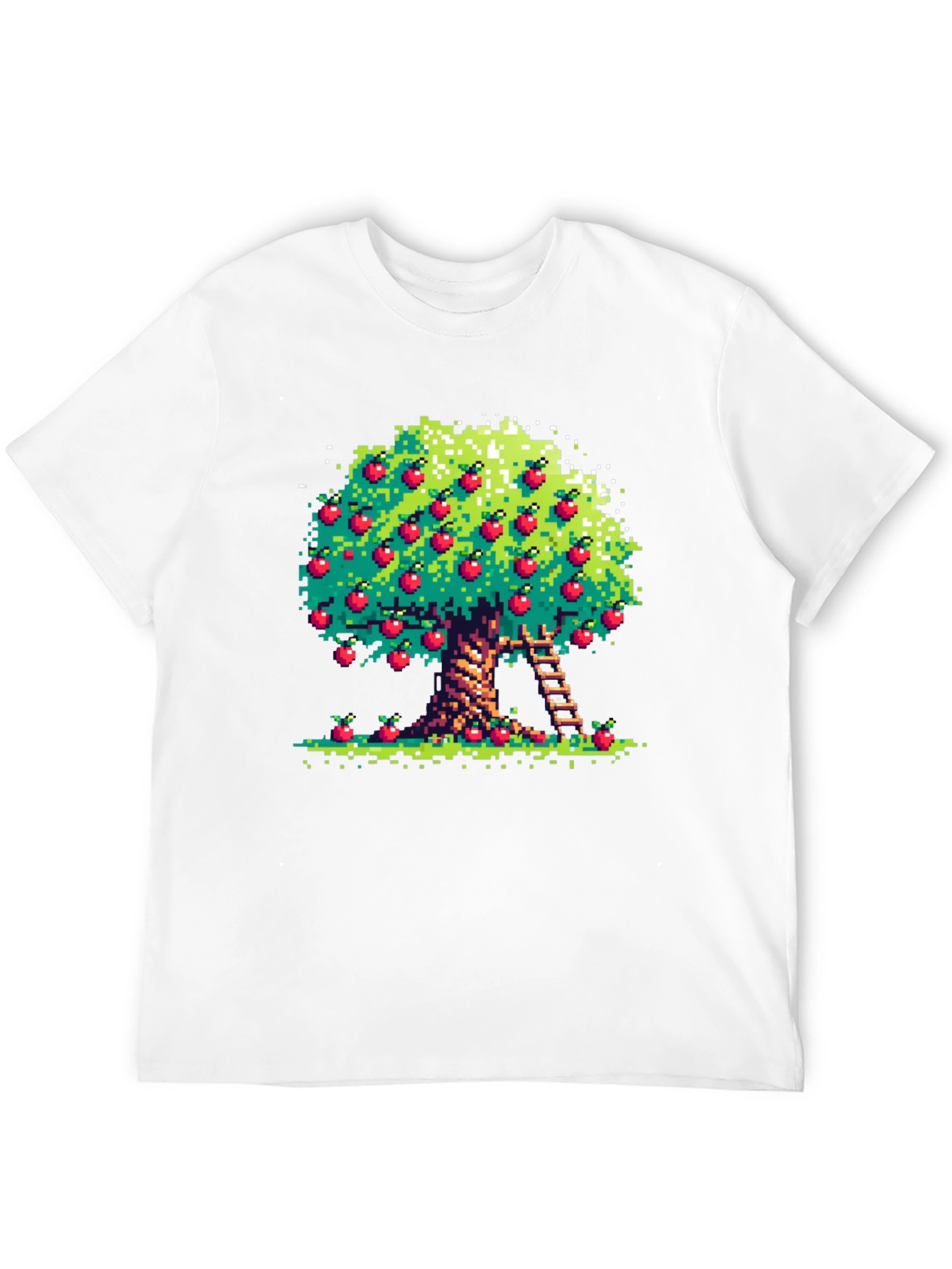 Pixel Art Apple Tree Black Tee