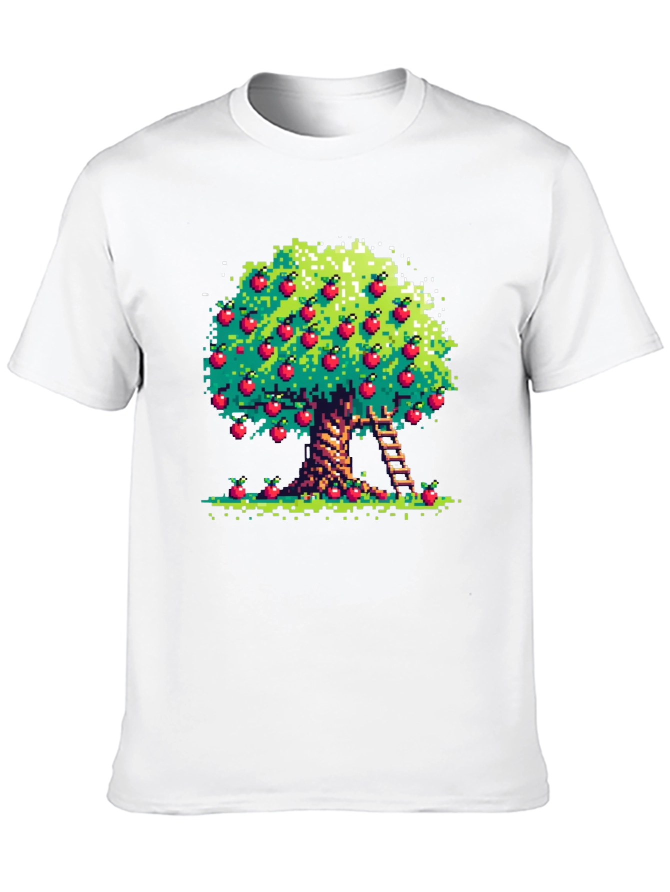 Pixel Art Apple Tree Black Tee