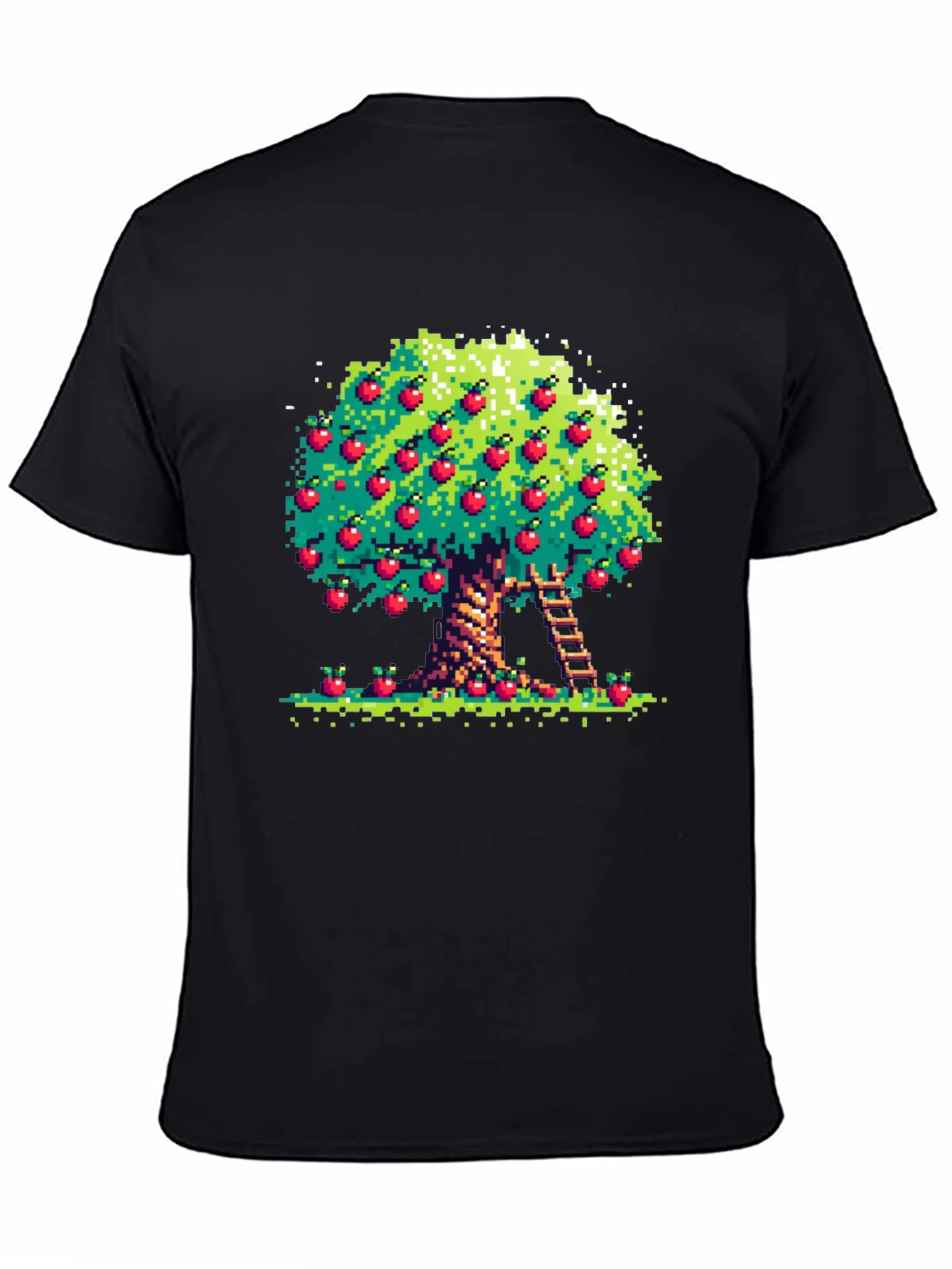 Pixel Art Apple Tree Black Tee