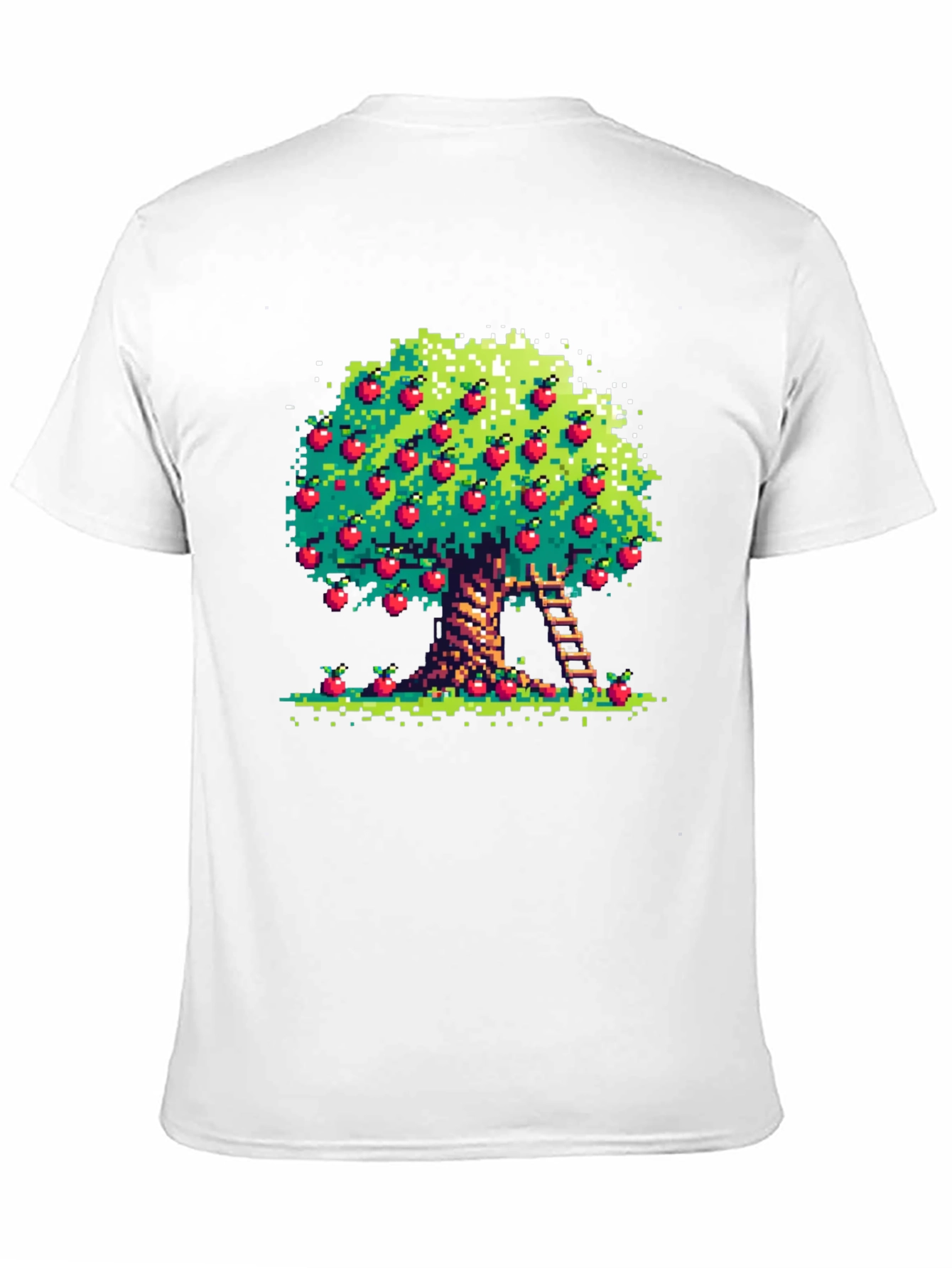 Pixel Art Apple Tree Black Tee