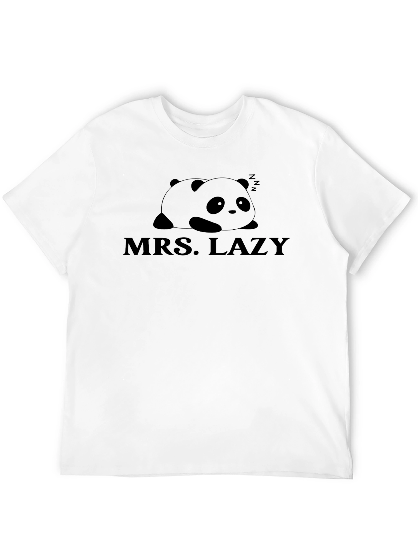 Mrs. Lazy Panda Graphic Tee - Black Cotton T-Shirt