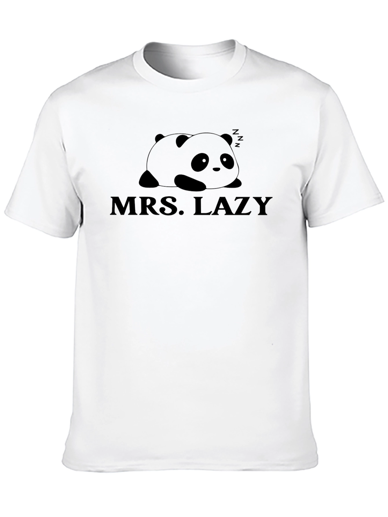 Mrs. Lazy Panda Graphic Tee - Black Cotton T-Shirt