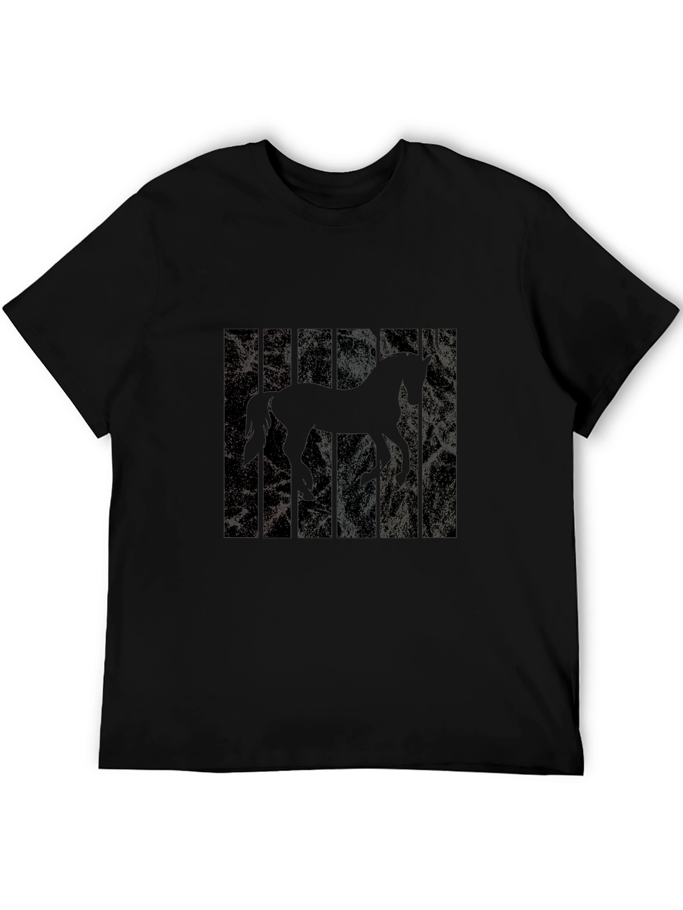 Horse Silhouette Mens Black T-Shirt