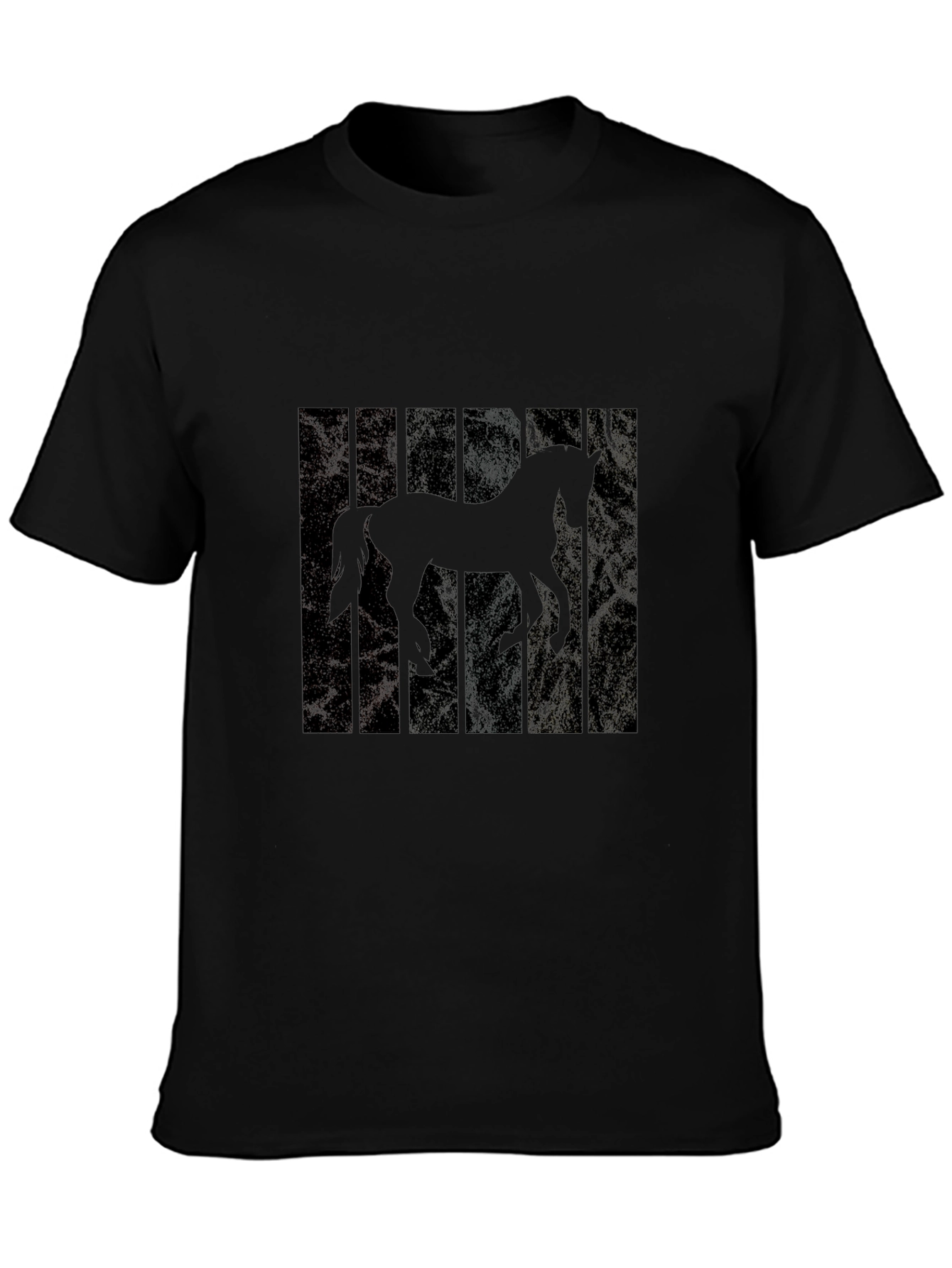 Horse Silhouette Mens Black T-Shirt
