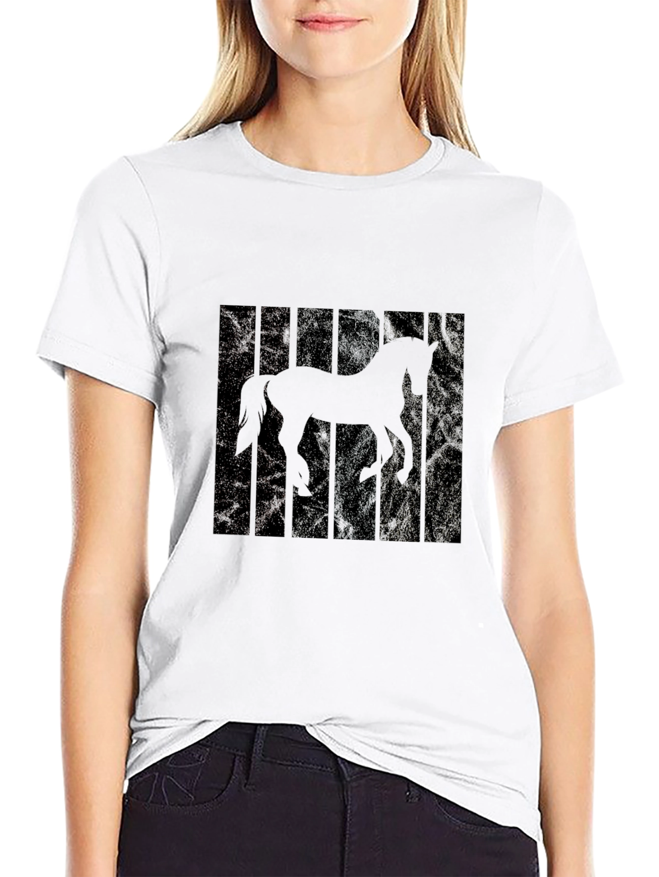 Horse Silhouette Mens Black T-Shirt