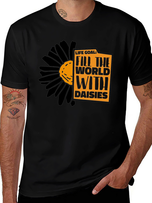 Life Goal Daisies Graphic Tee - Black Unisex T-Shirt