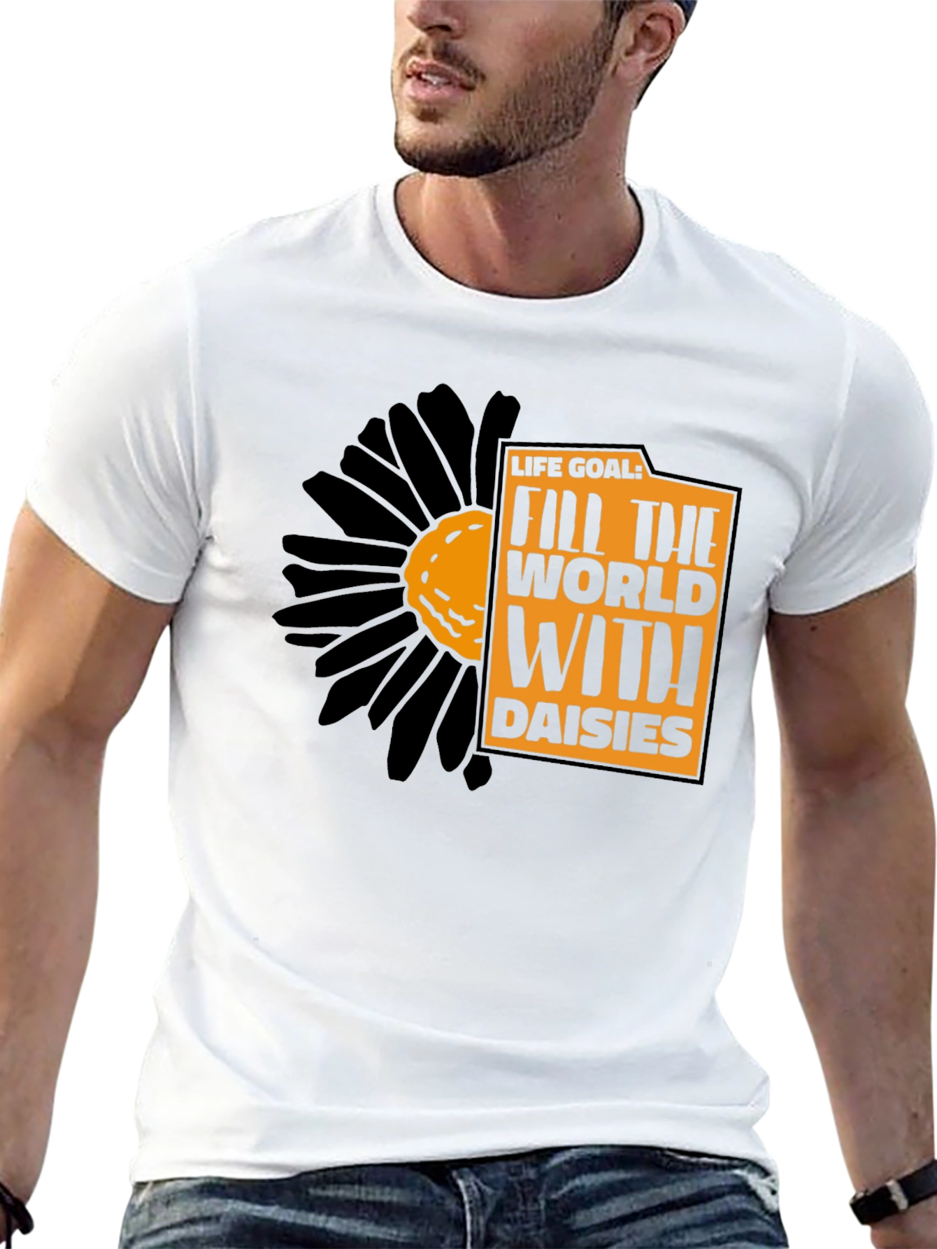 Life Goal Daisies Graphic Tee - Black Unisex T-Shirt