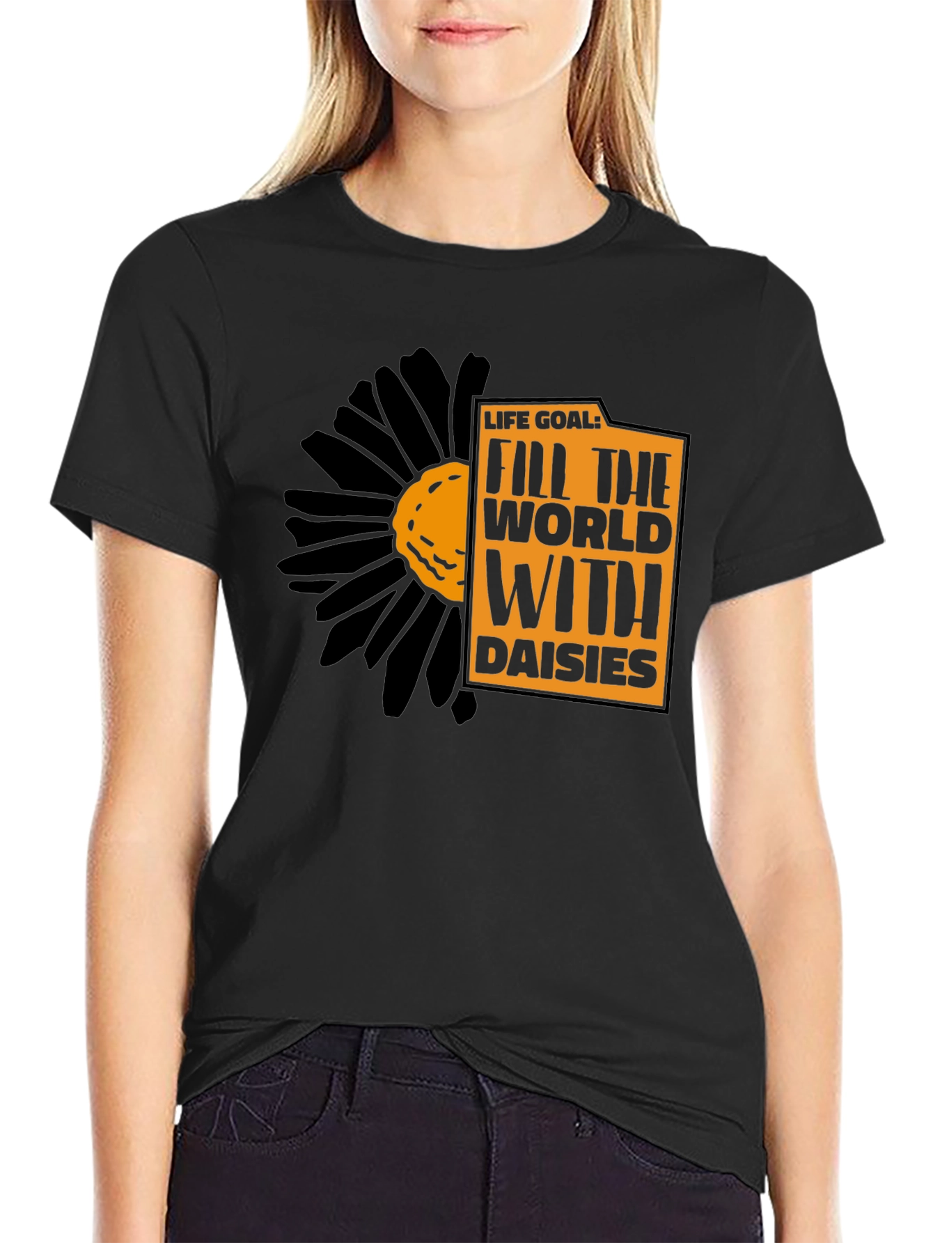 Life Goal Daisies Graphic Tee - Black Unisex T-Shirt