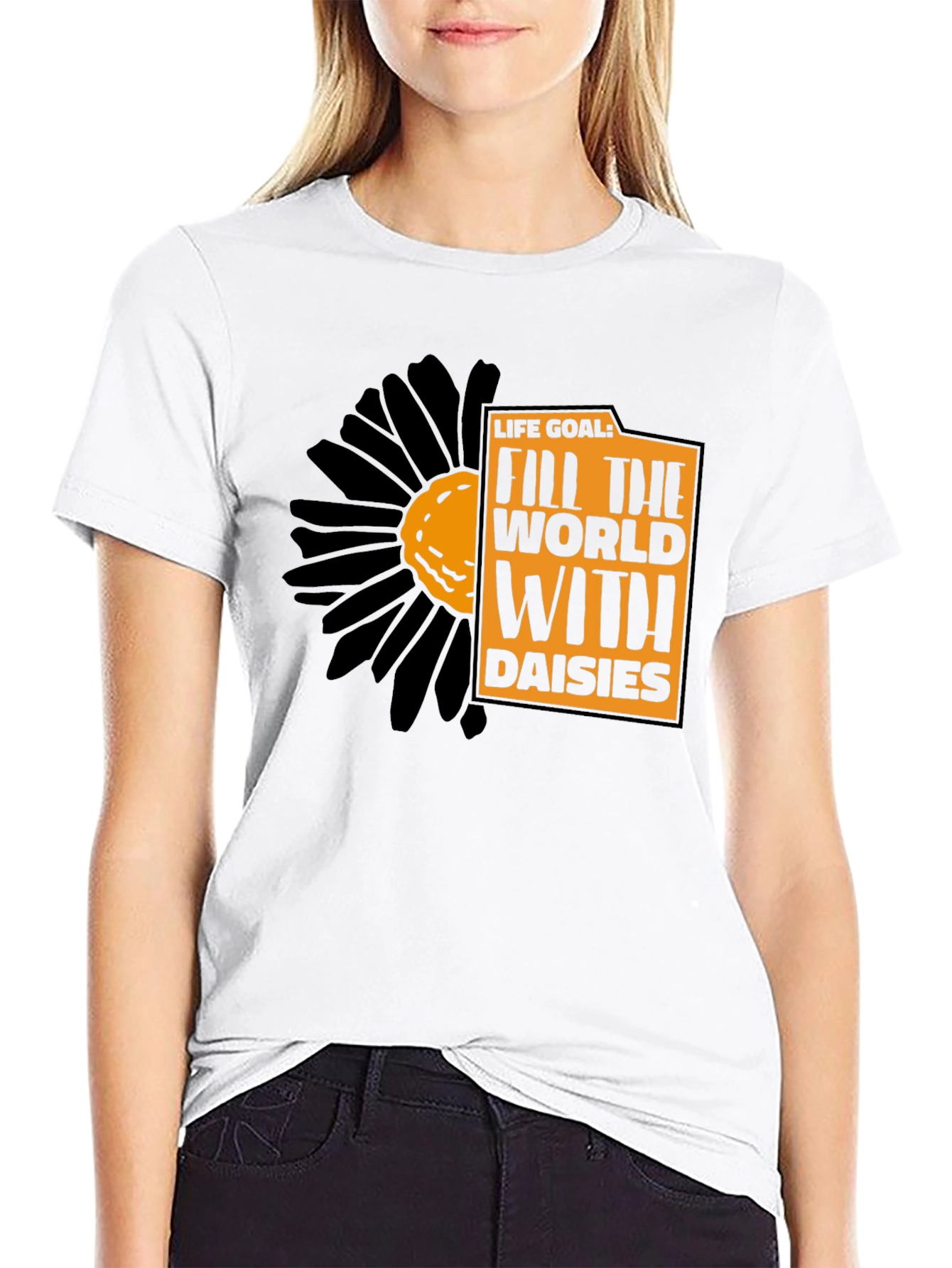 Life Goal Daisies Graphic Tee - Black Unisex T-Shirt