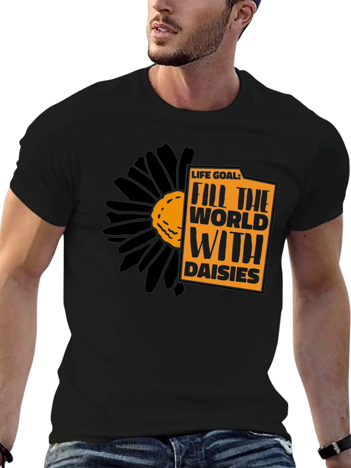 Life Goal Daisies Graphic Tee - Black Unisex T-Shirt